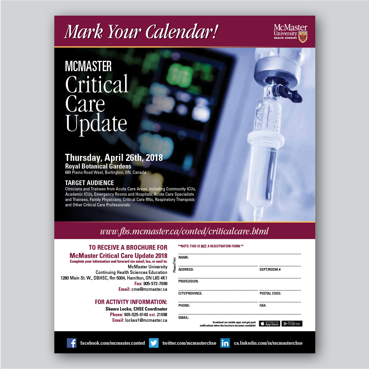 McMaster Critical Care Update Flyer