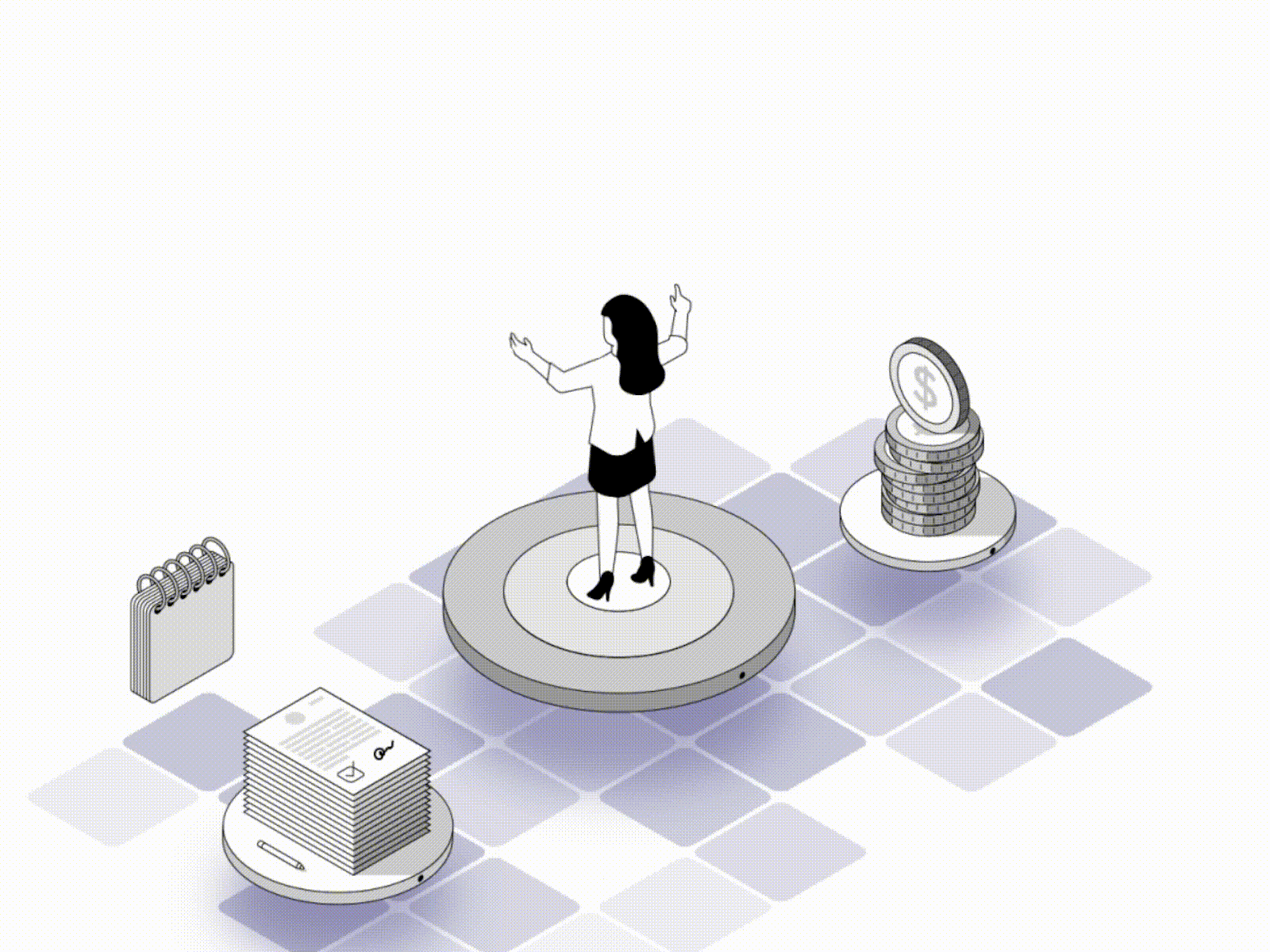 Isometric financial services illustration created for Daswani CPA firm website.
