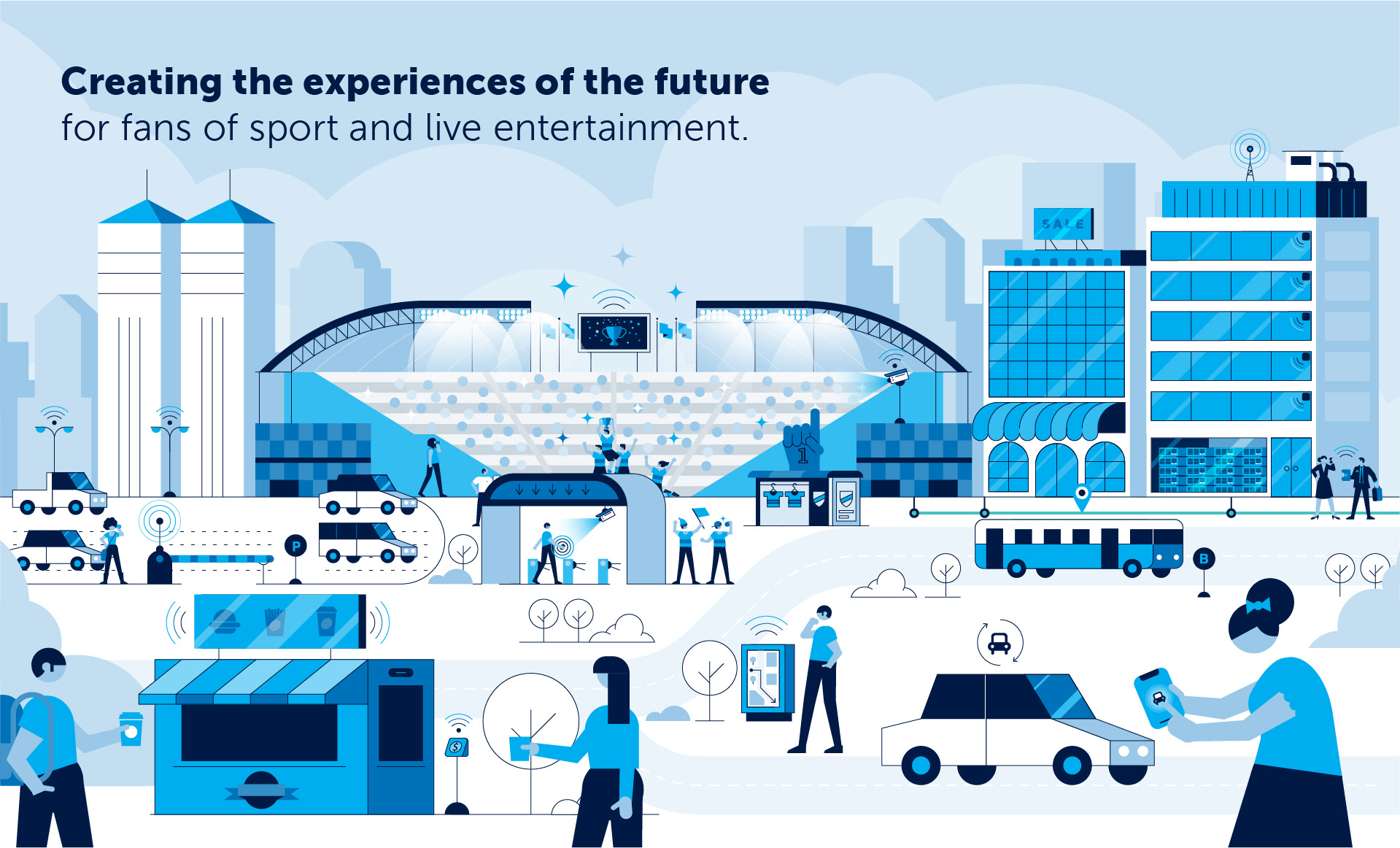 Smart city infrastructure illustration created for BAI Communications.