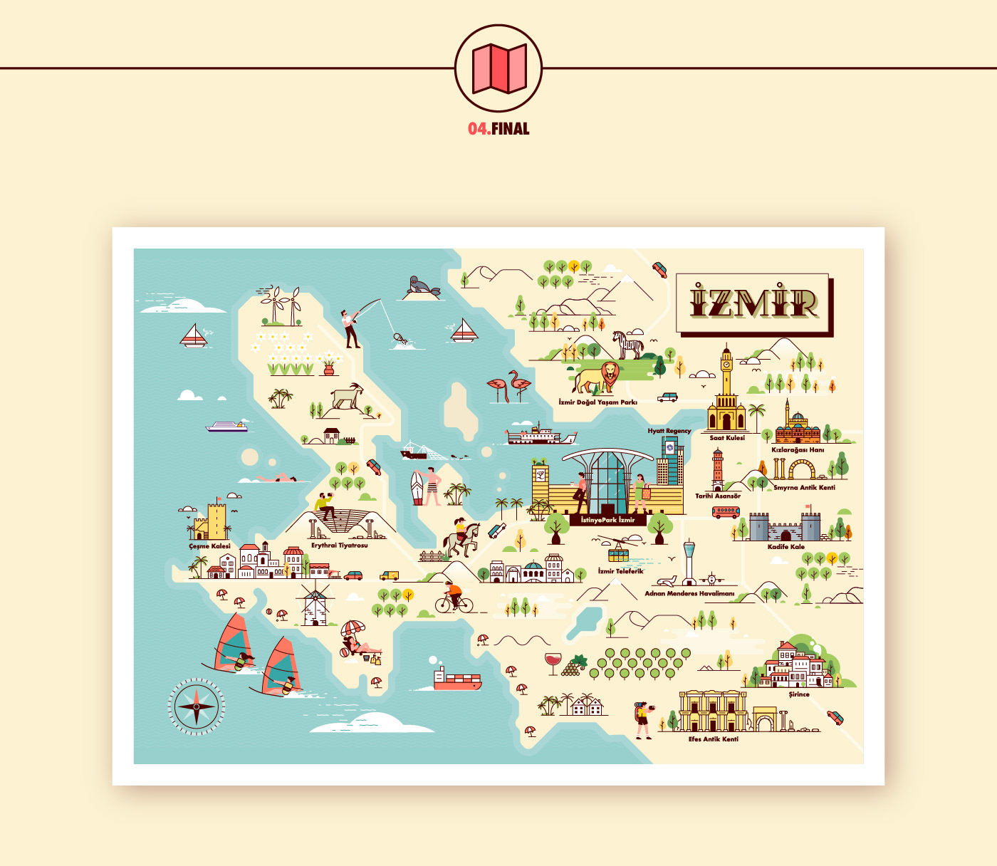 Illustrated map created for Istinye Park Izmir shopping center.