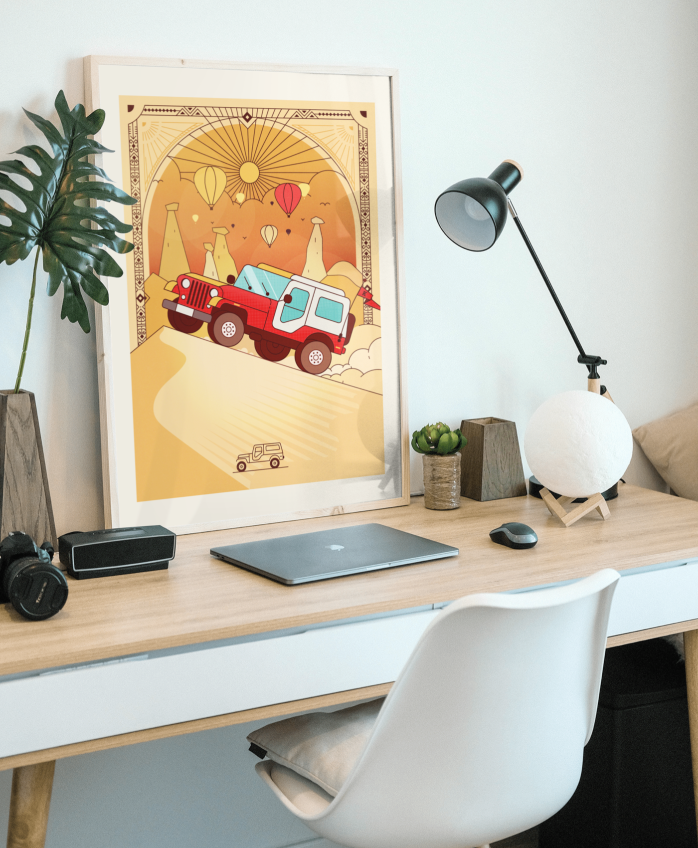 Illustrated poster inspired by the classic Jeep CJ6 off-road vehicle.