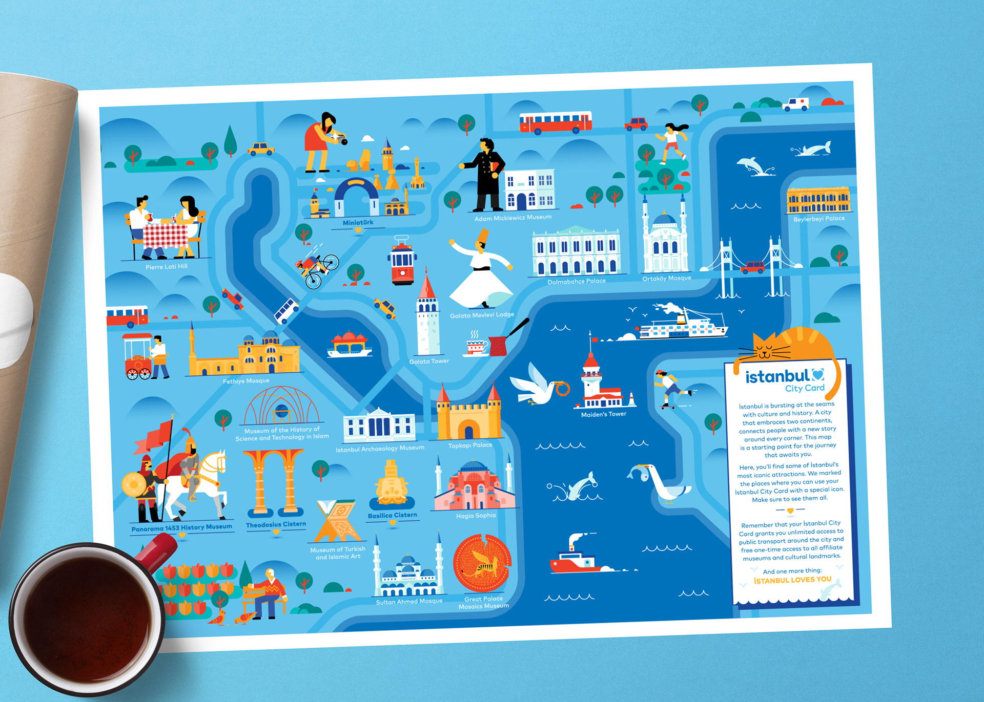 Illustrated tourist map created for Istanbul Metropolitan Municipality.