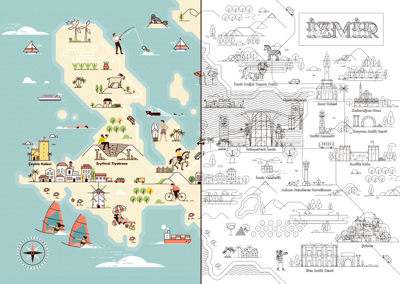 Illustrated map created for Istinye Park Izmir shopping center.