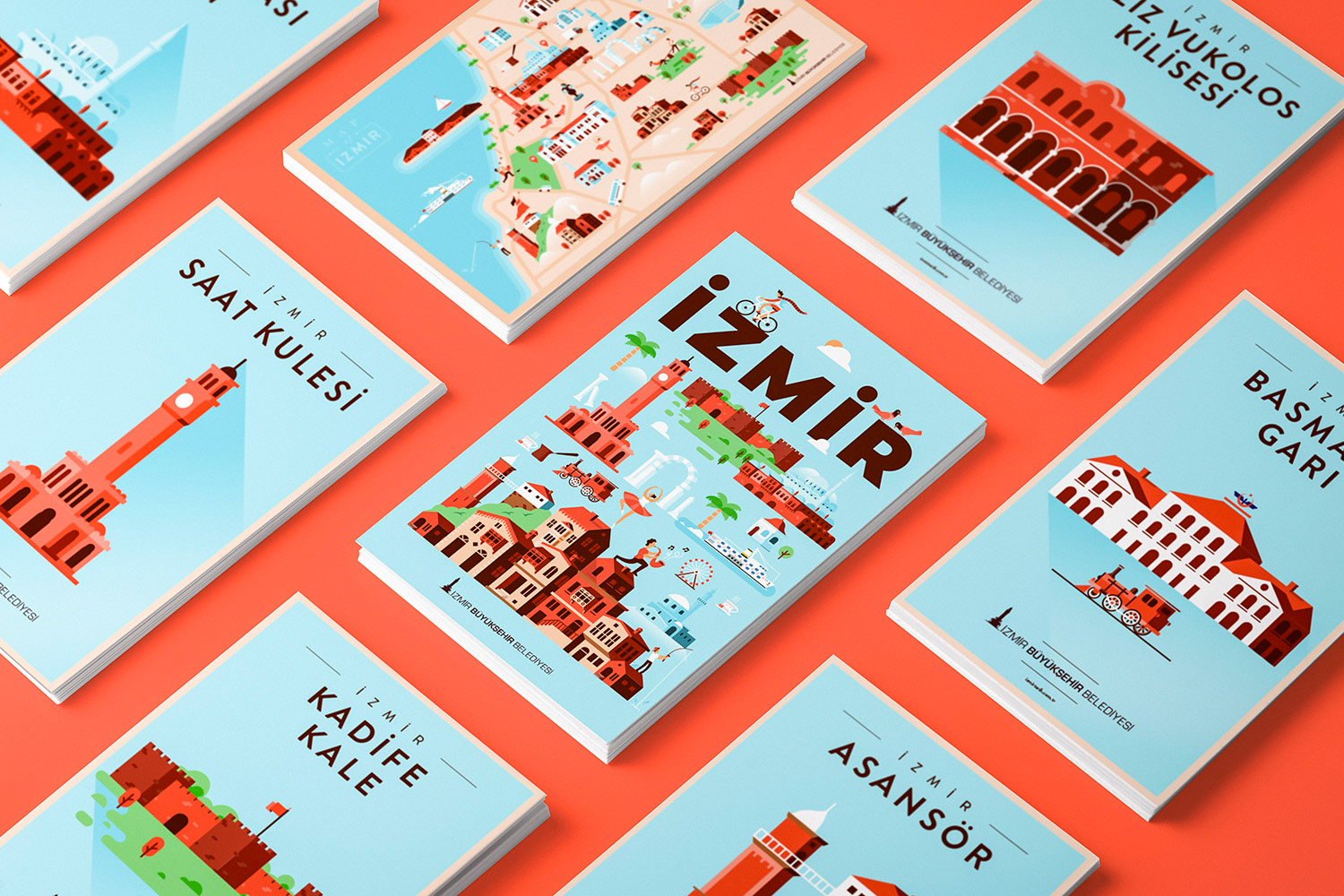 Illustrated map of Izmir’s historic Kemeraltı district and its landmarks.