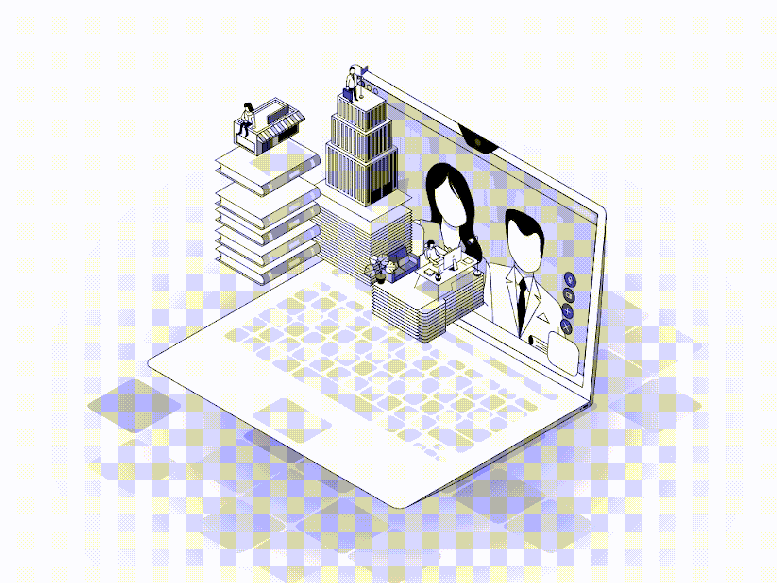 Isometric financial services illustration created for Daswani CPA firm website.