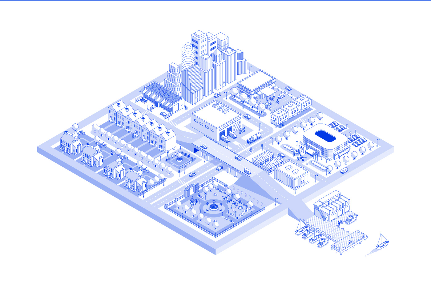 Isometric construction illustration showing insulation applications by Plasti-Fab.