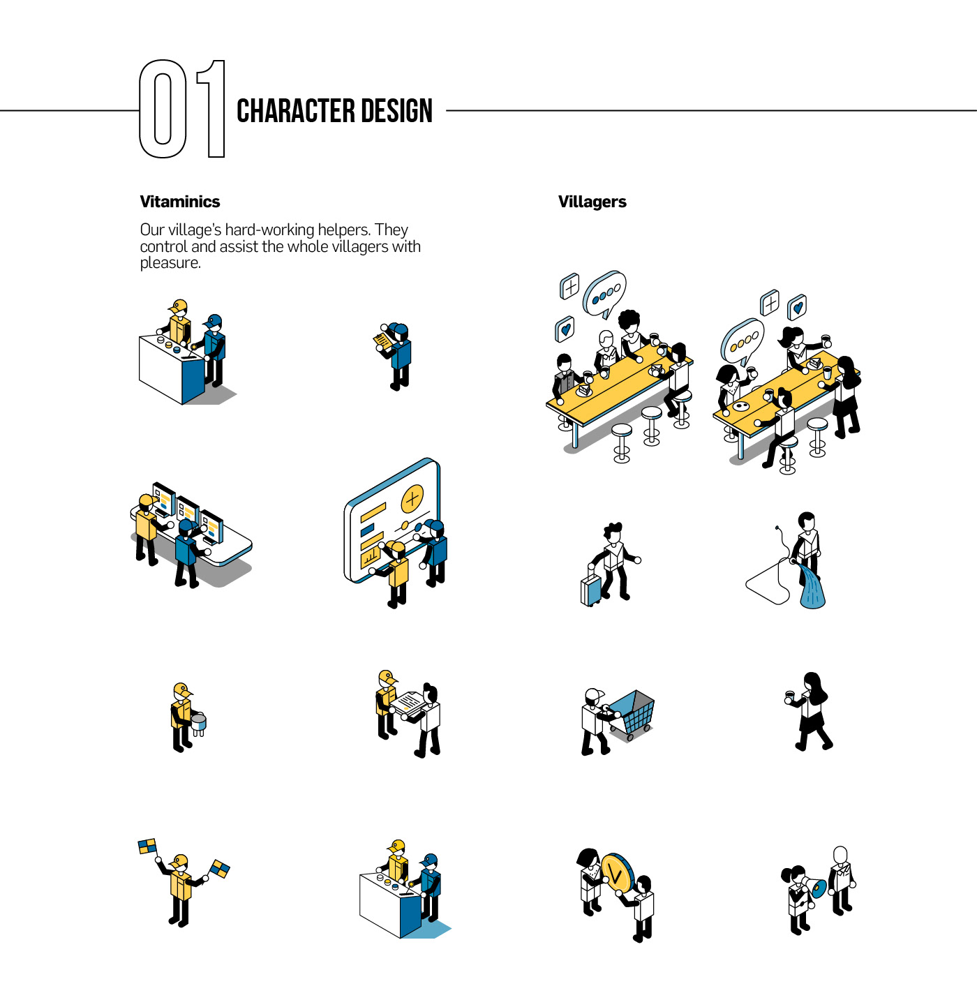 Isometric city illustration visualizing a SaaS business and social platform.