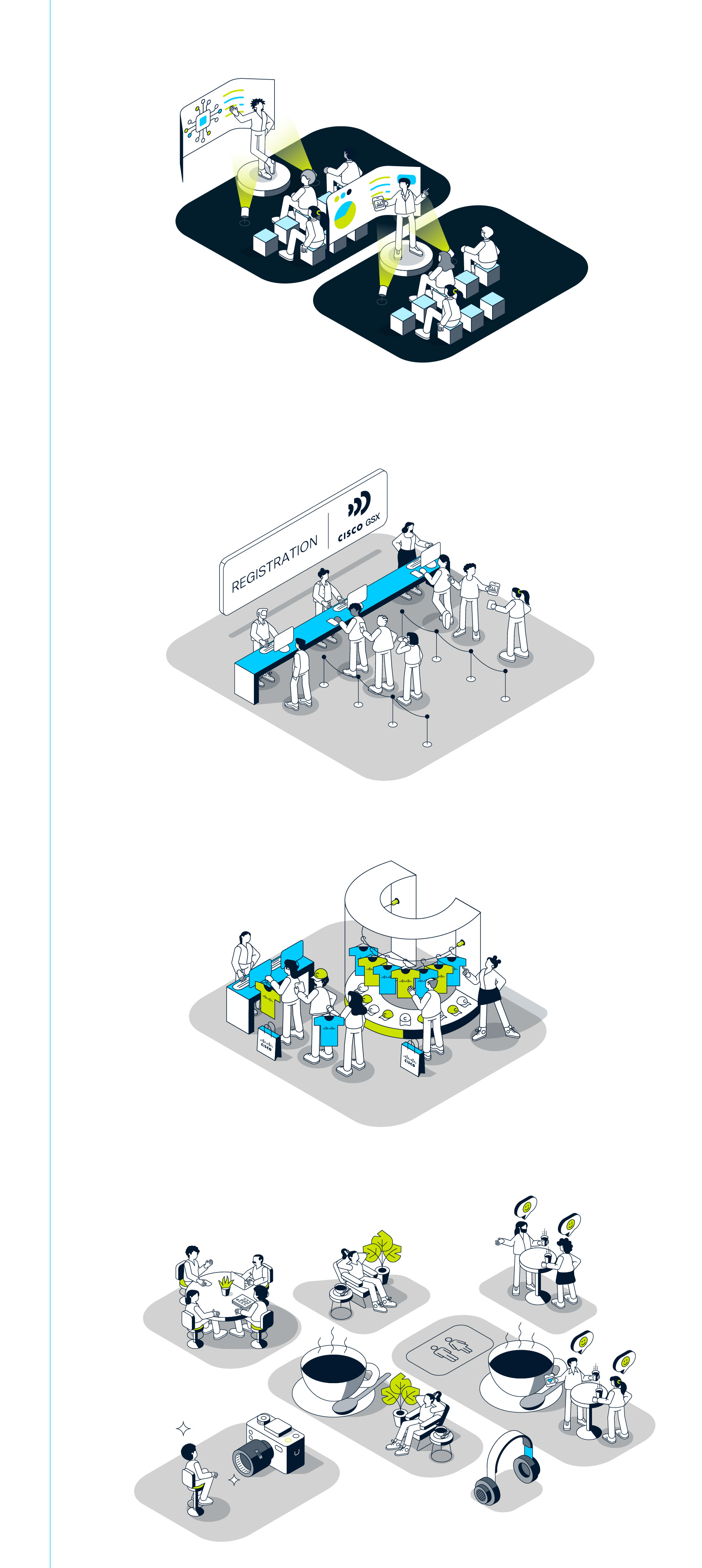 Isometric venue map illustration for Cisco GSX event in Las Vegas.