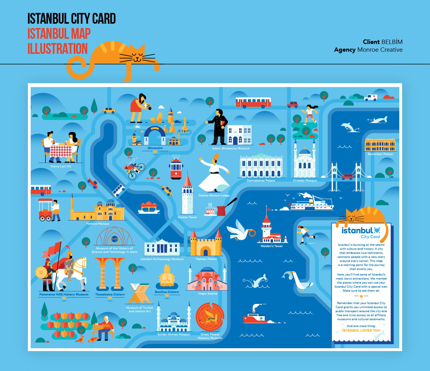 Illustrated tourist map created for Istanbul Metropolitan Municipality.