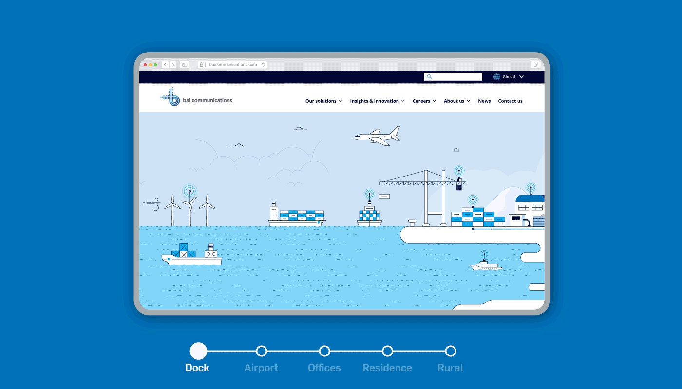 Smart city infrastructure illustration created for BAI Communications.