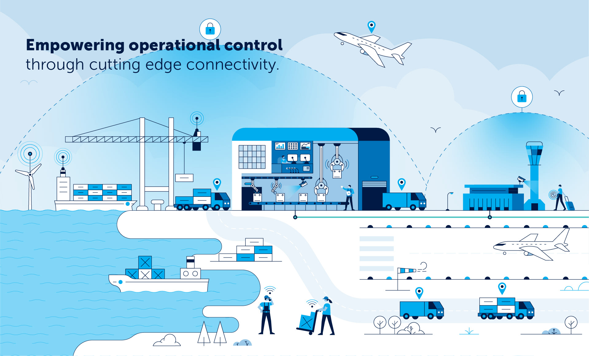 Smart city infrastructure illustration created for BAI Communications.
