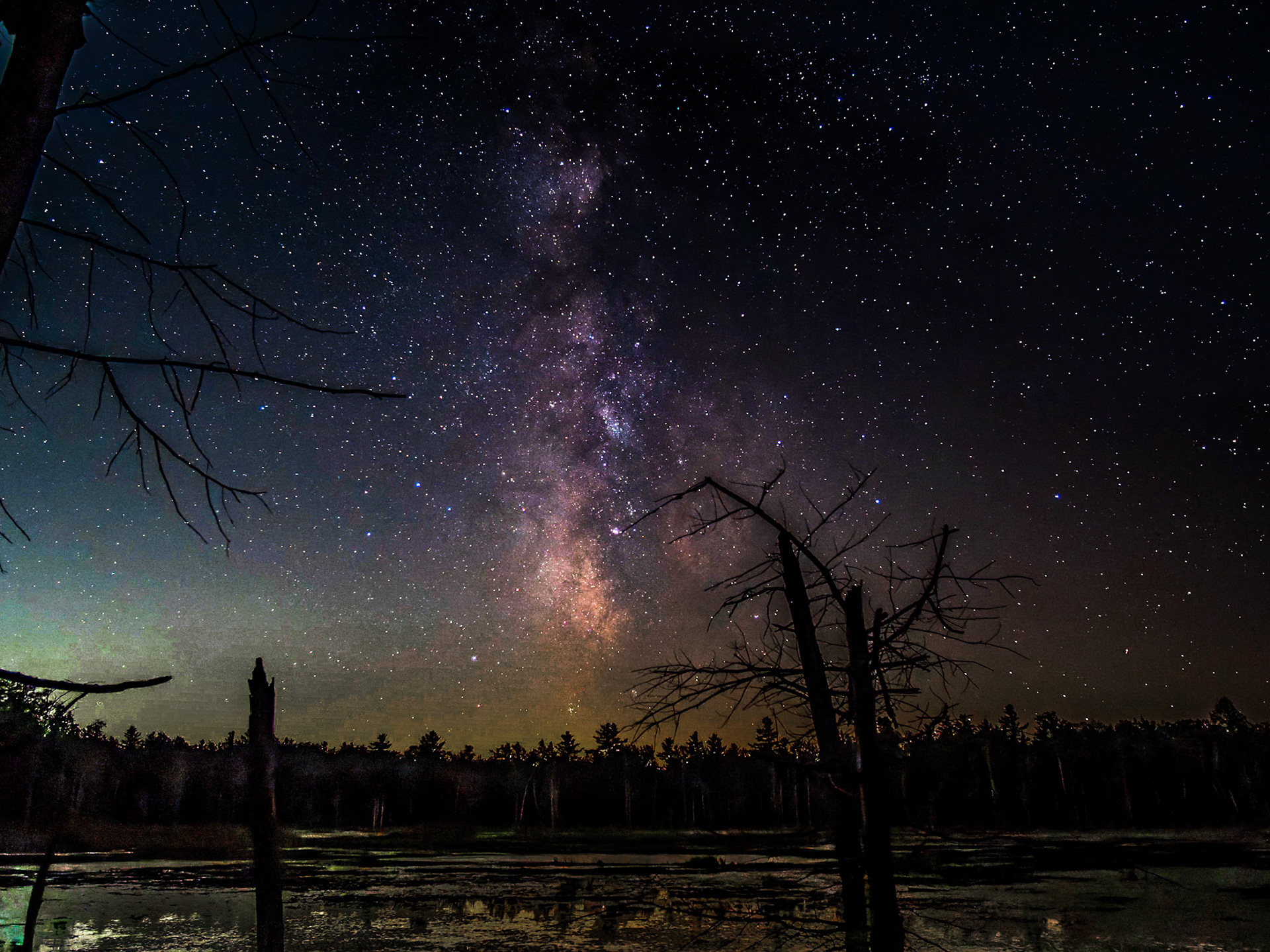 Milky Way over beaver pond, Williamsburg, MA