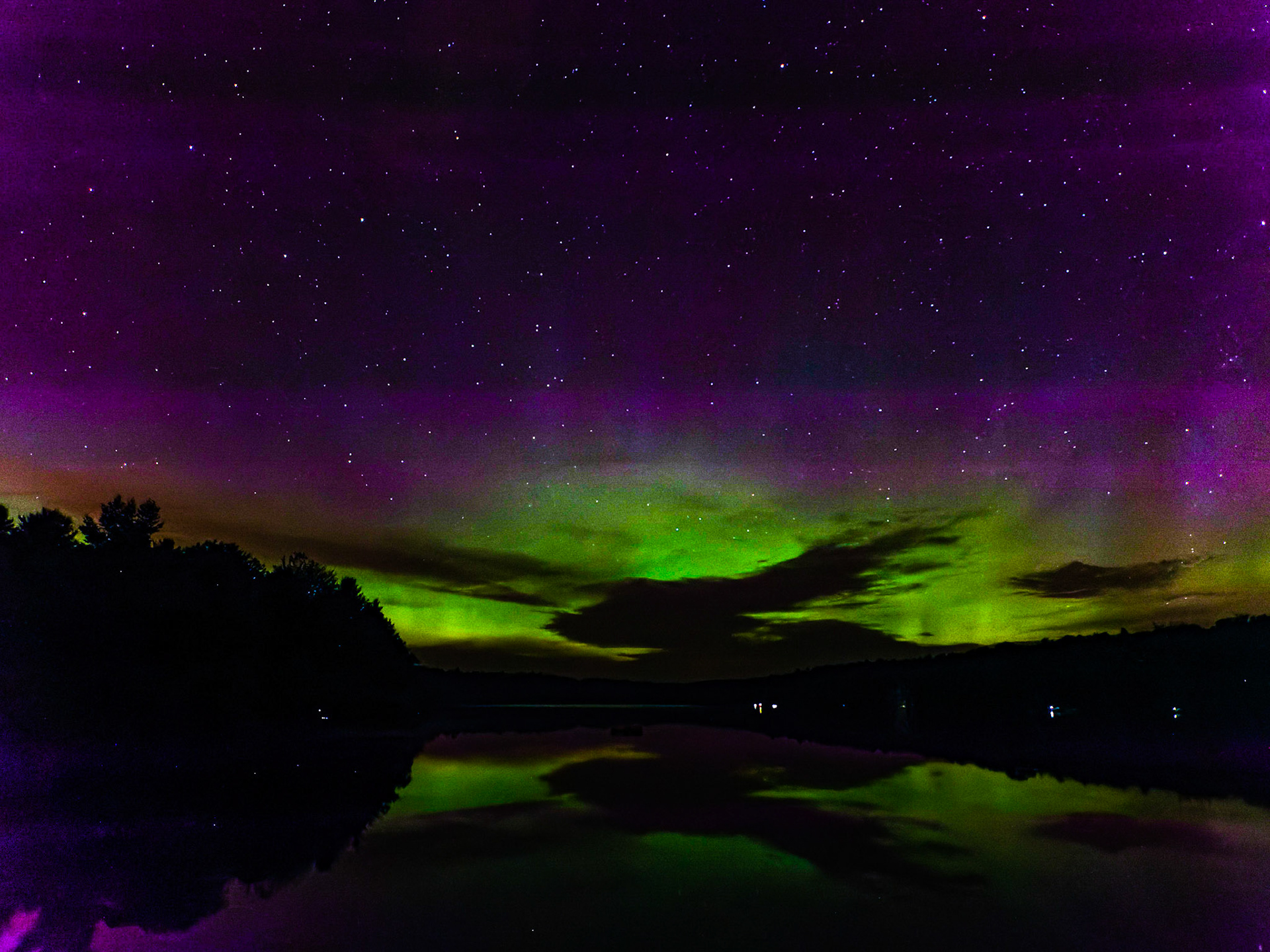 Aurora over Highland Lake, Goshen, MA Jun 22, 2015
