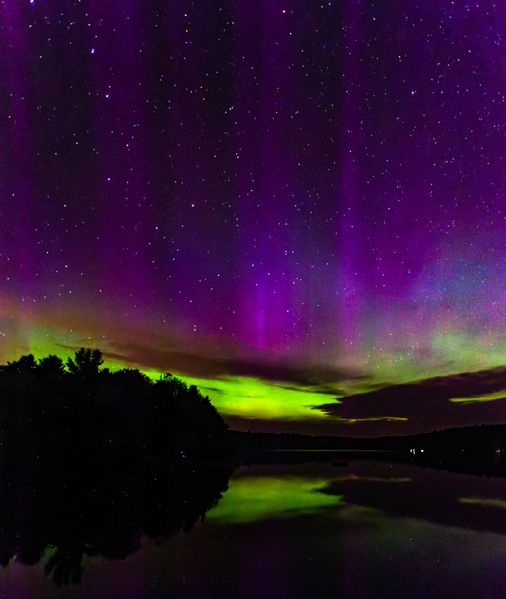 Aurora over Highland Lake, Goshen, MA