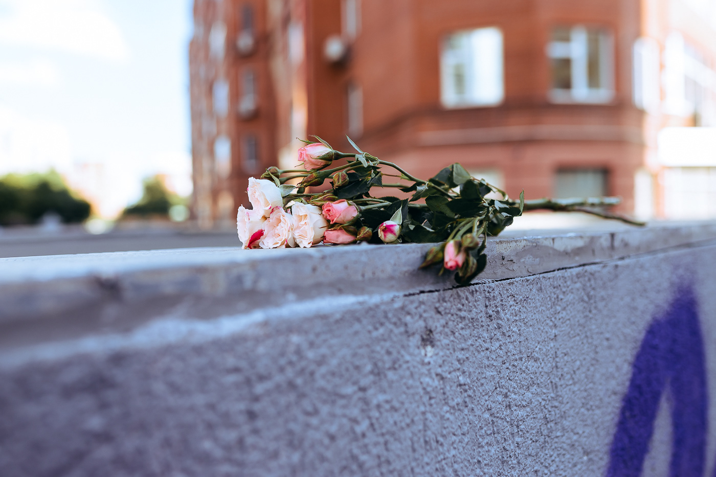 Flowers left on the streets