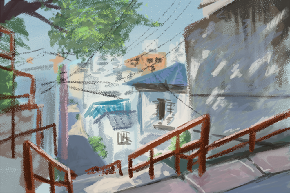 Sketch Study of Japanese Staircase