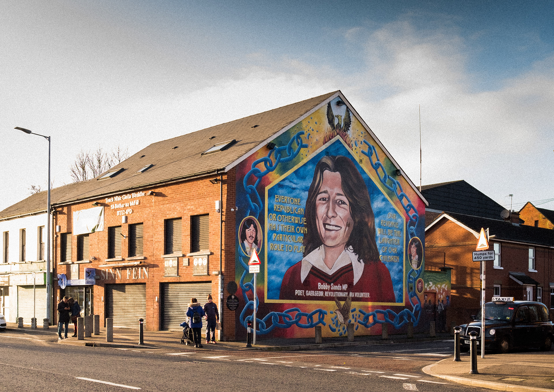 The Bobby Sands mural and Sinn Fein office, Belfast