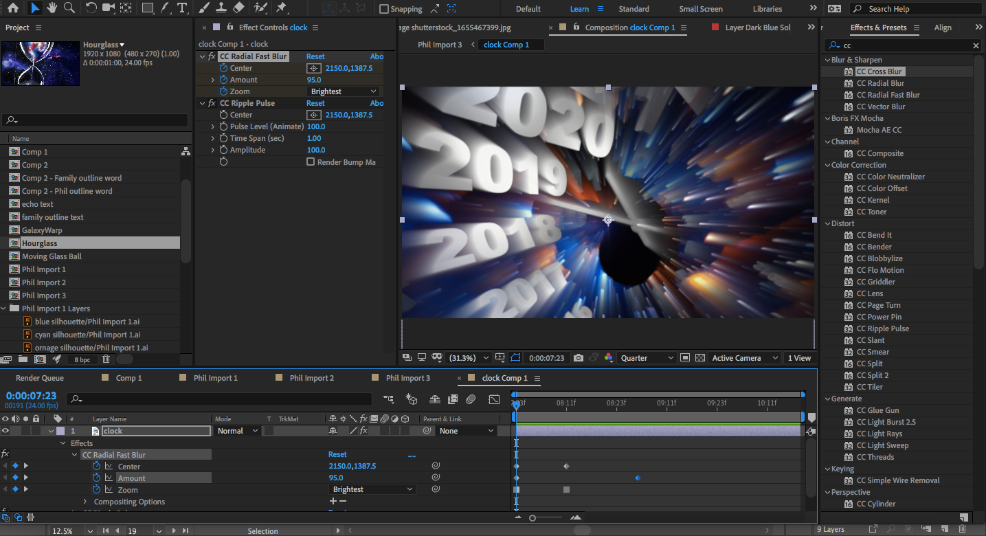 Screenshot of motion design process in After Effects