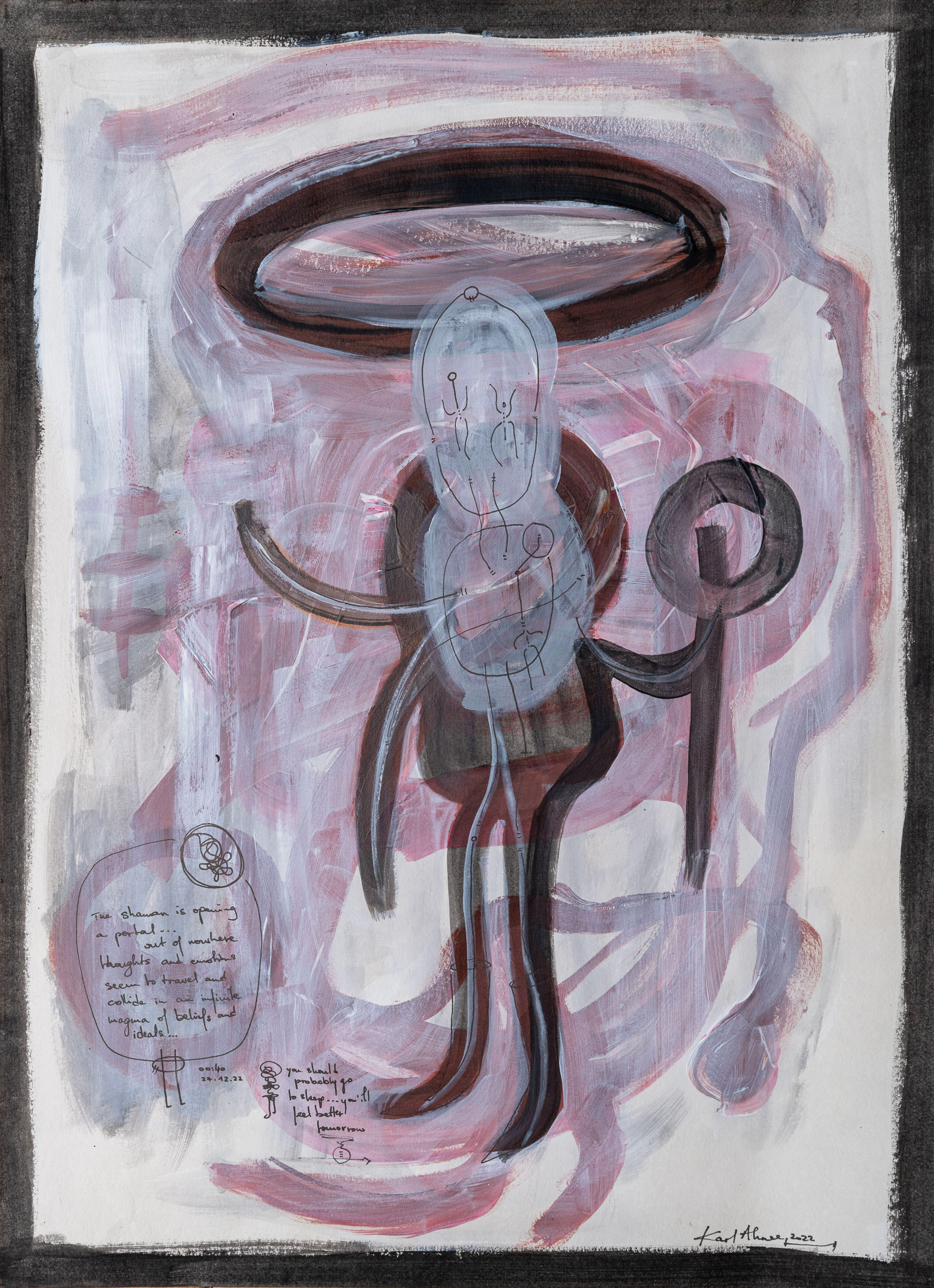 The Shaman - 40cm x 29,5cm,⁠ 2022  Mixed Technique on Paper  A bridge between the earthly and the ethereal, standing as a symbol of transcendence and healing...⁠