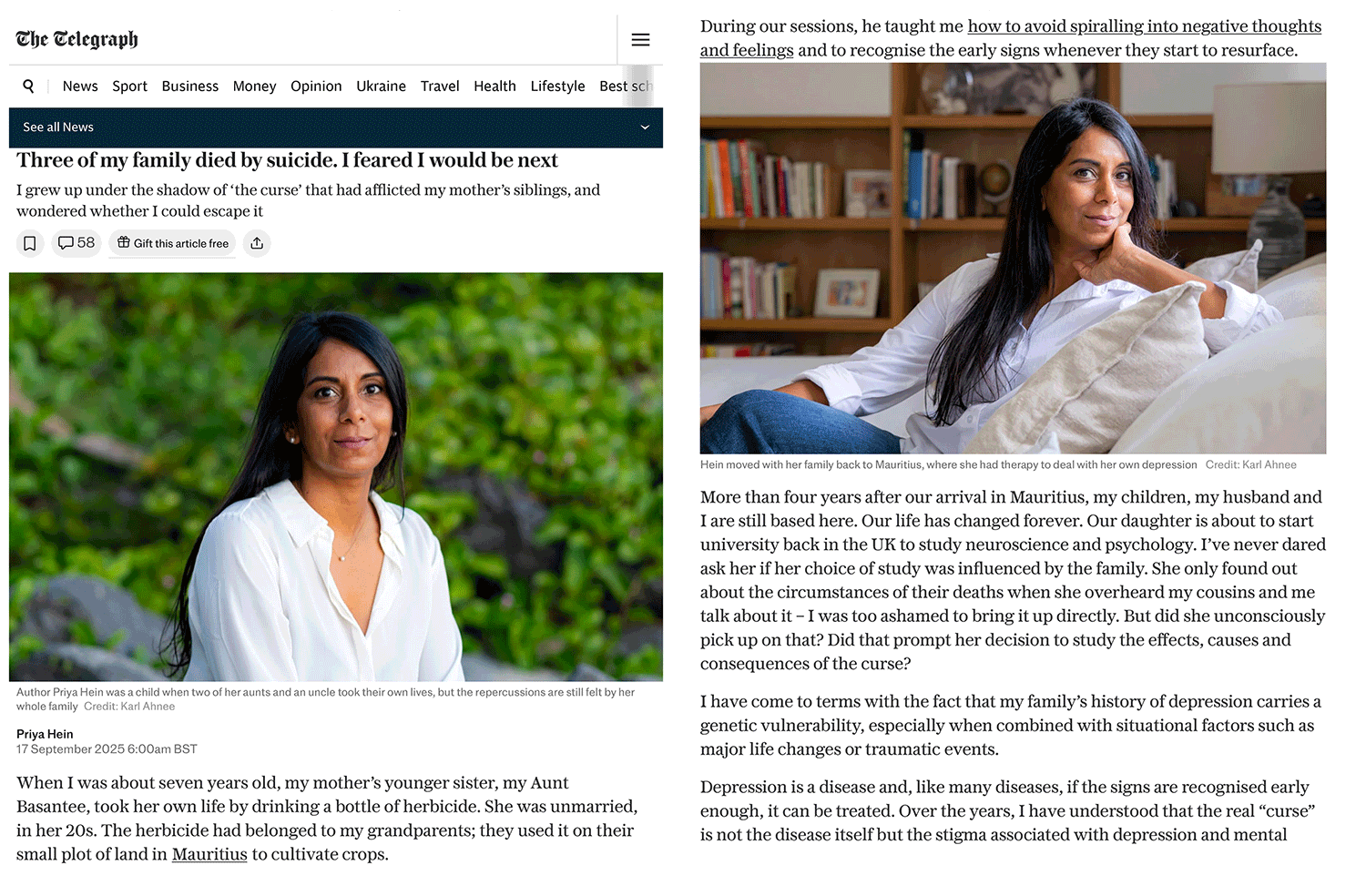 Priya Hein, The Telegraph, Tamarin 2025