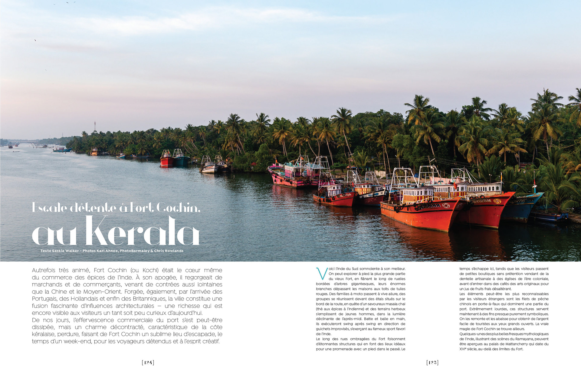 Double page pour le magazine Travel-Iles (Edition Spéciale). Kerala, Inde