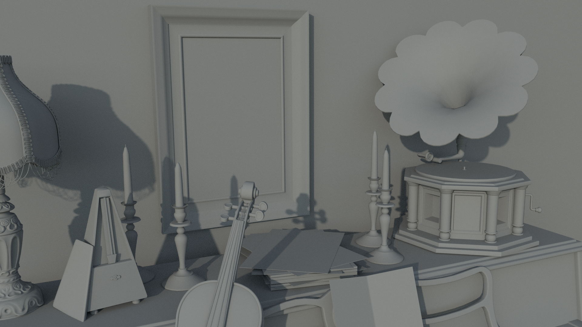 Claire de Lune Shrine Model Composition - Renderman 2024