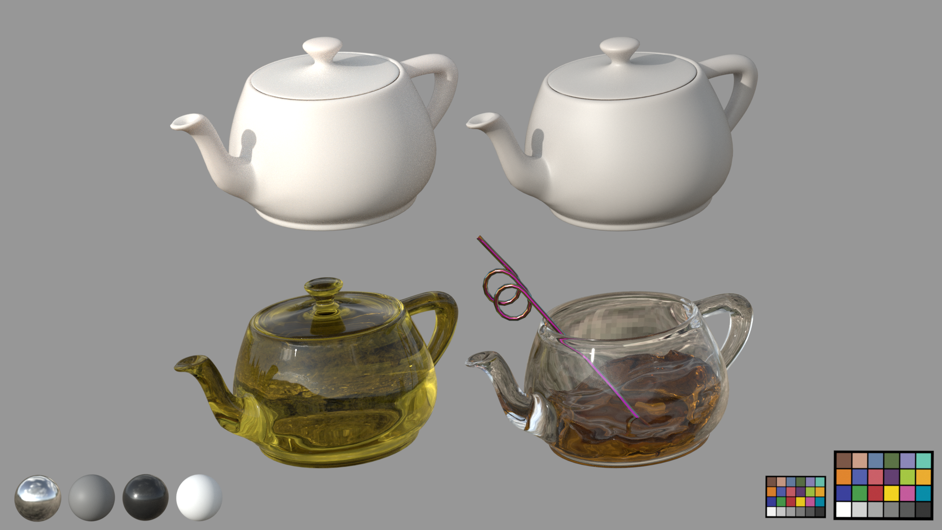 Milk, Wax, Olive Oil, and Whiskey Teapots - Renderman 2024