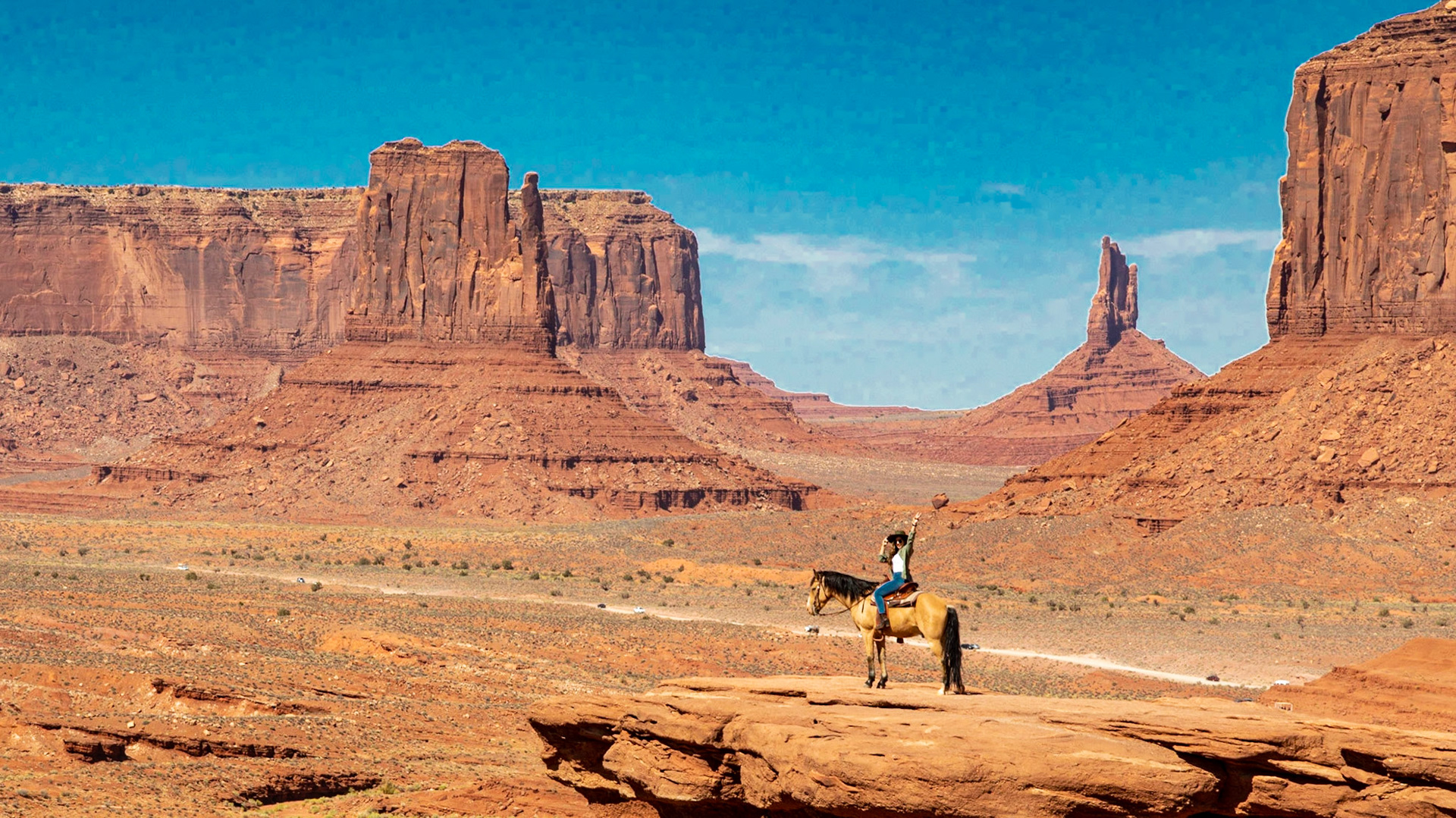 John Ford Point, Monument Valley, Arizona.  Handy horse & human added for scale.