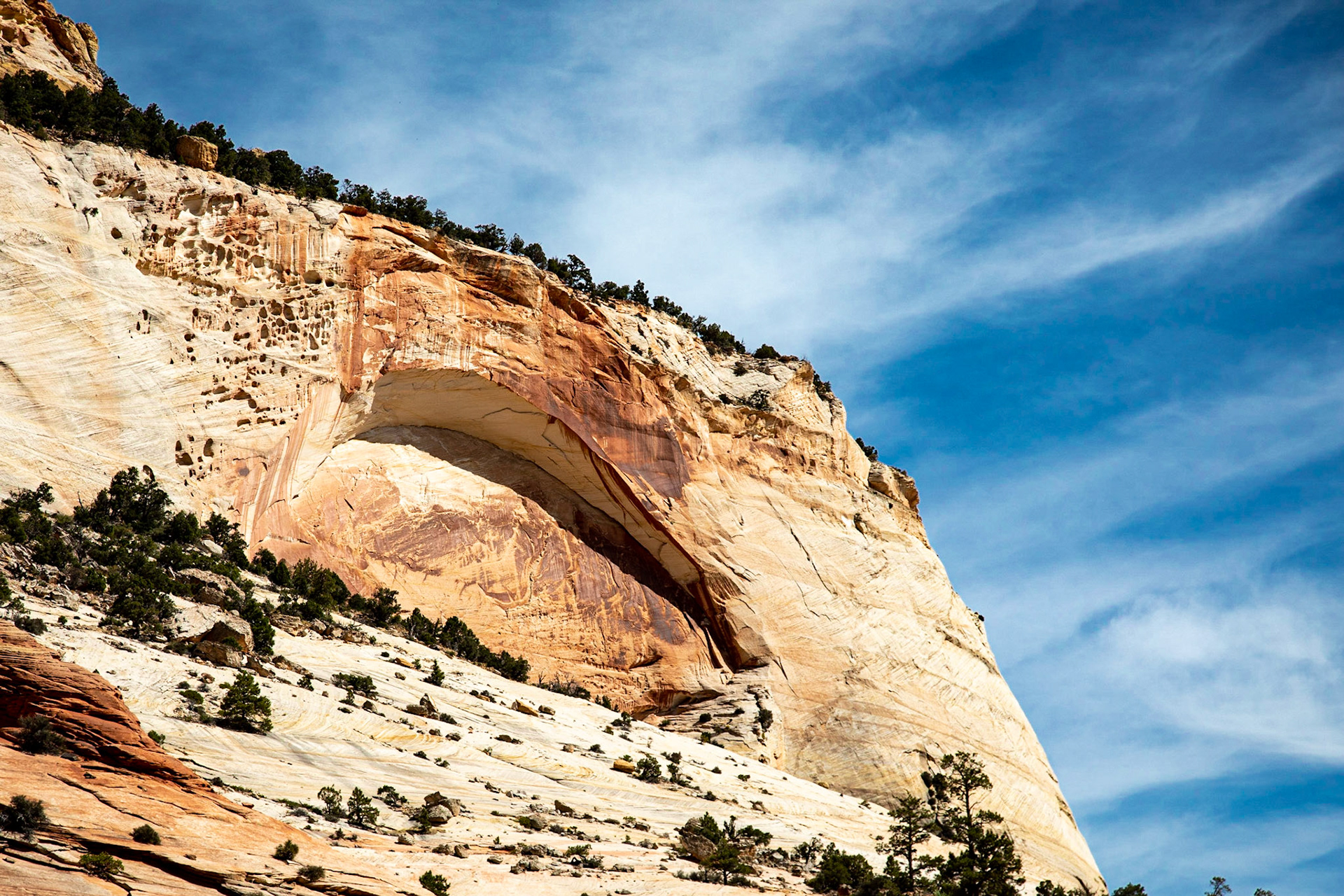 Later arch formation, Navajo sandstone, Zion NP, Utah.