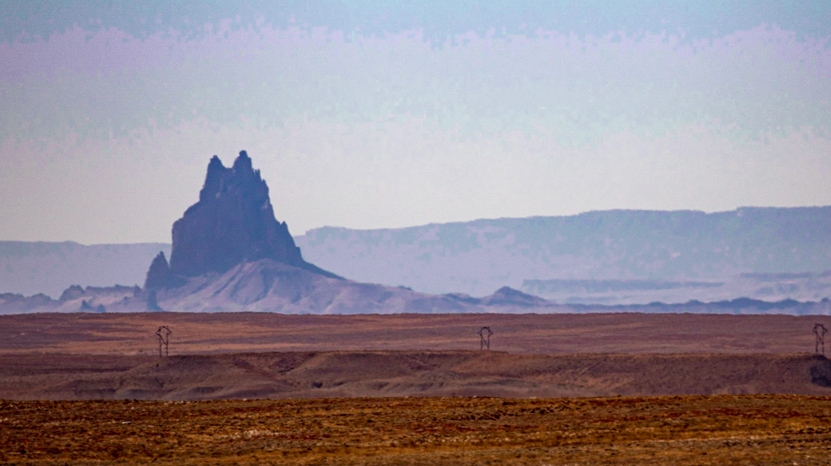 Ship Rock New Mexico, from 35 miles away in Colorado on a hazy day.