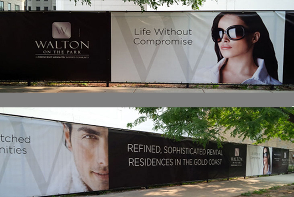 walton on the park residences   |  chicago  |  scaffold signage