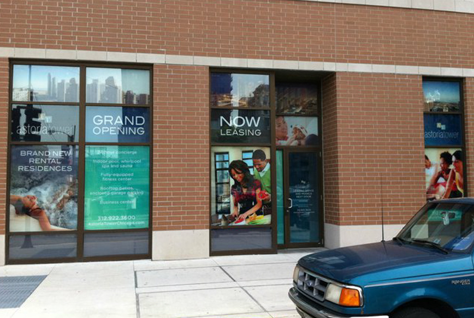 astoria tower rental residences  |  chicago  |  window signage