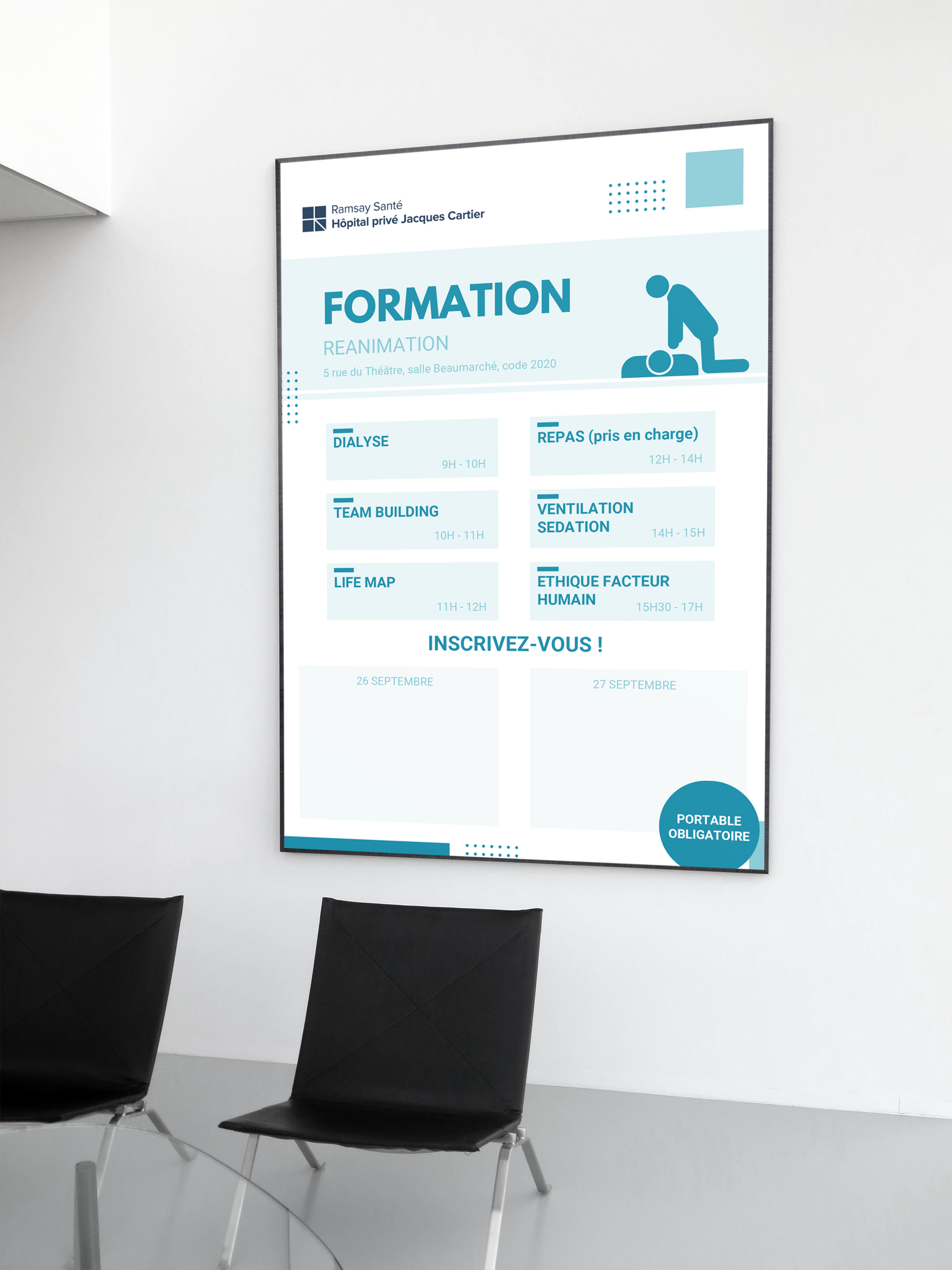 Affichage formation à la réanimation cardiaque