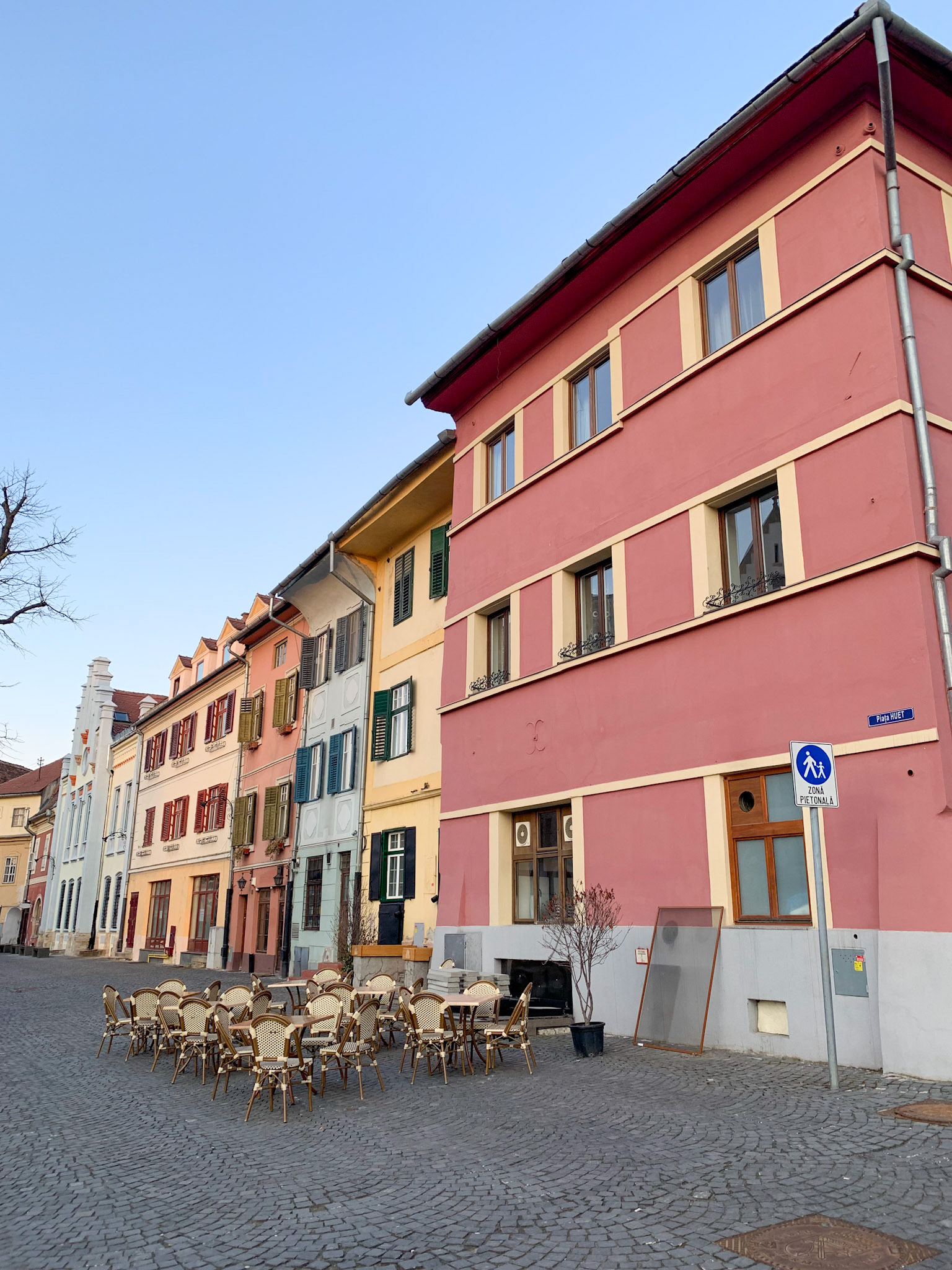 Pastel colours typical of German settlements