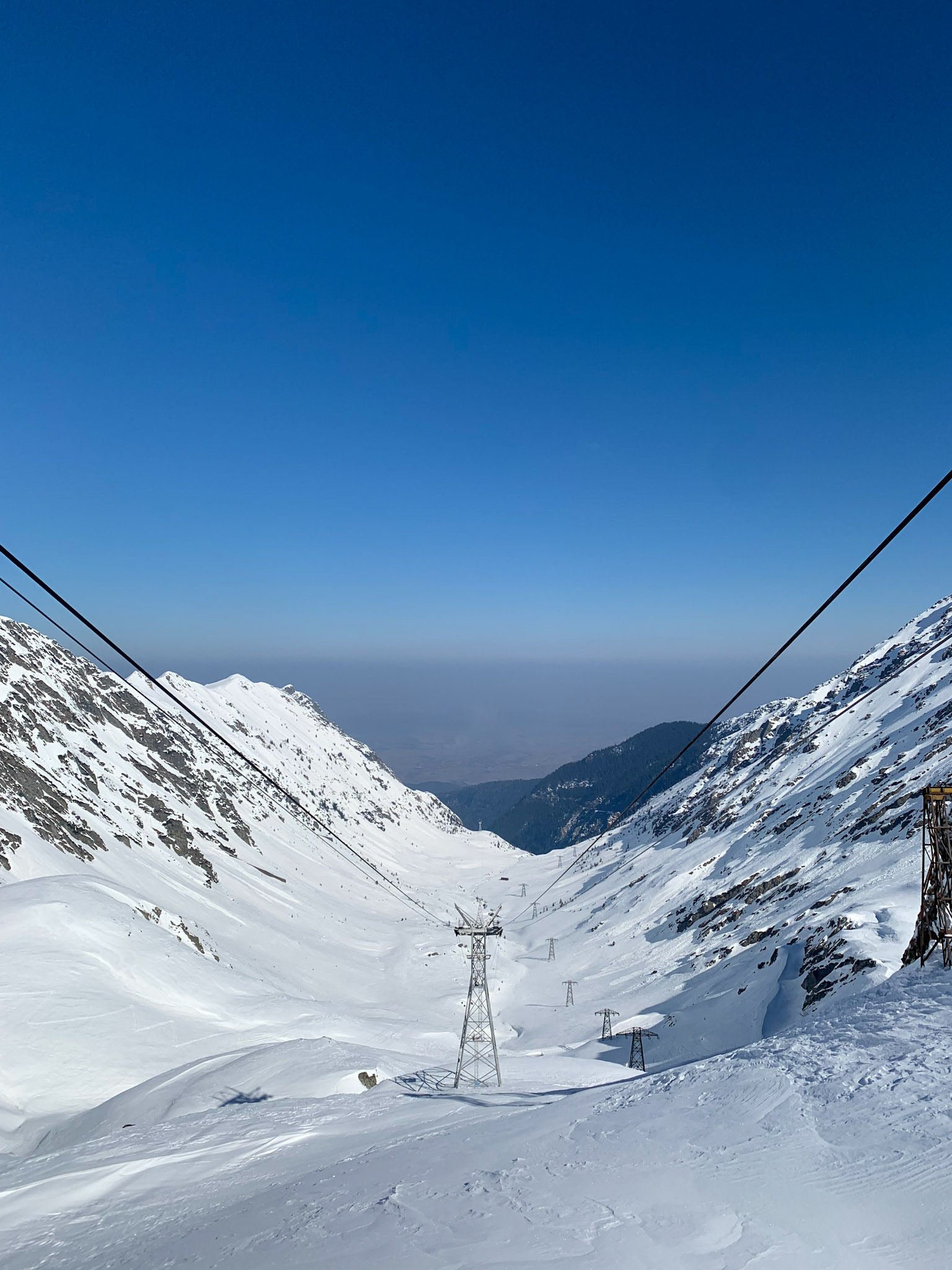 Taking the cable car up to 2000m