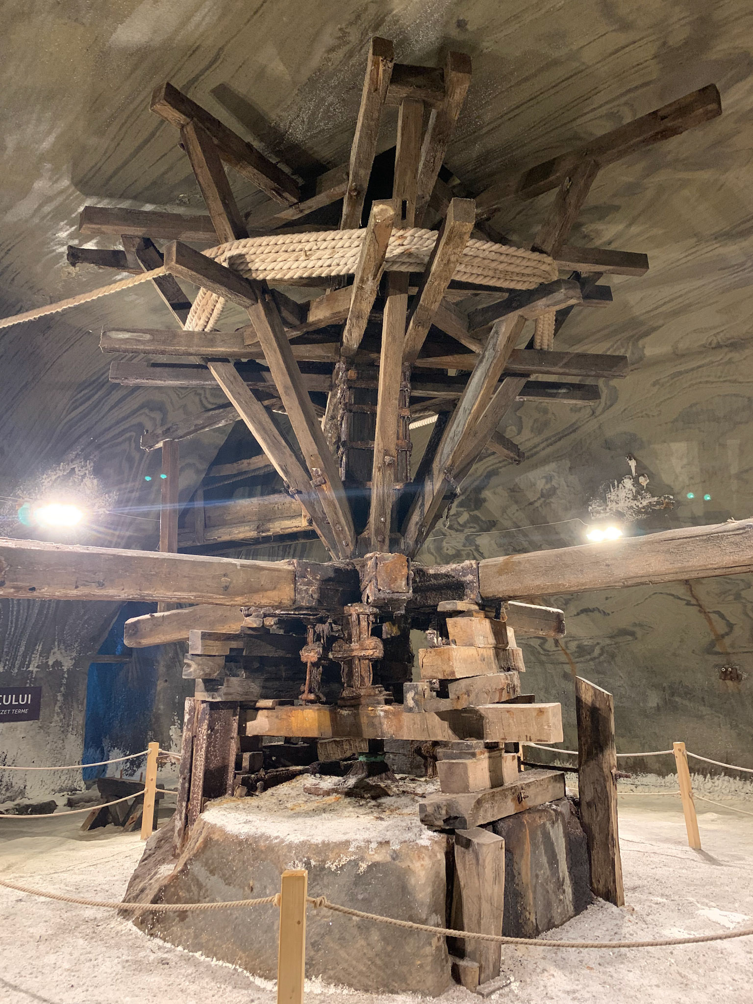 Back when the mines were operational, horses would be rotating these, operating the pulleys that would ultimately carry the salt out of the mines.