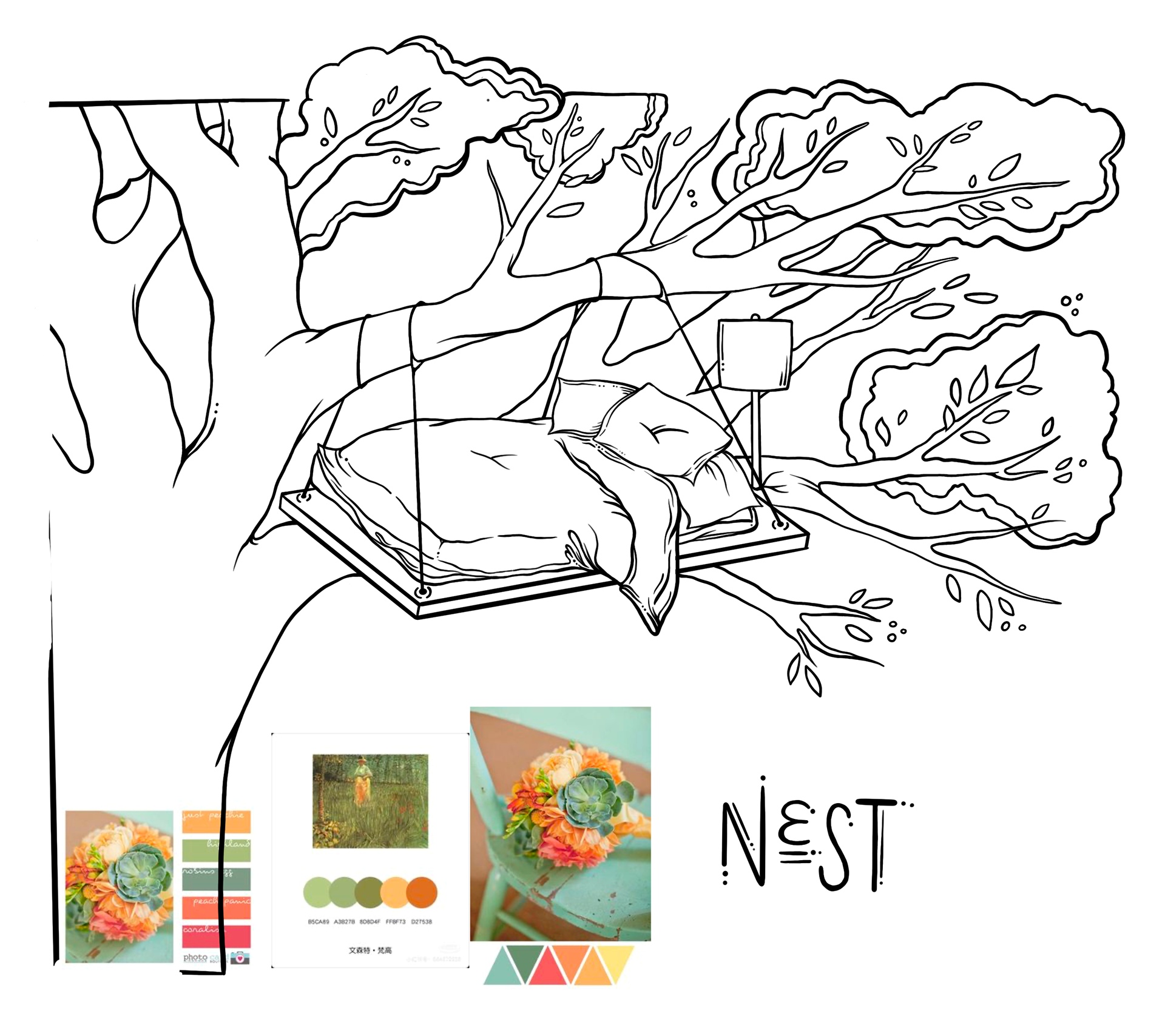 Digitally refining drawing and building color palette