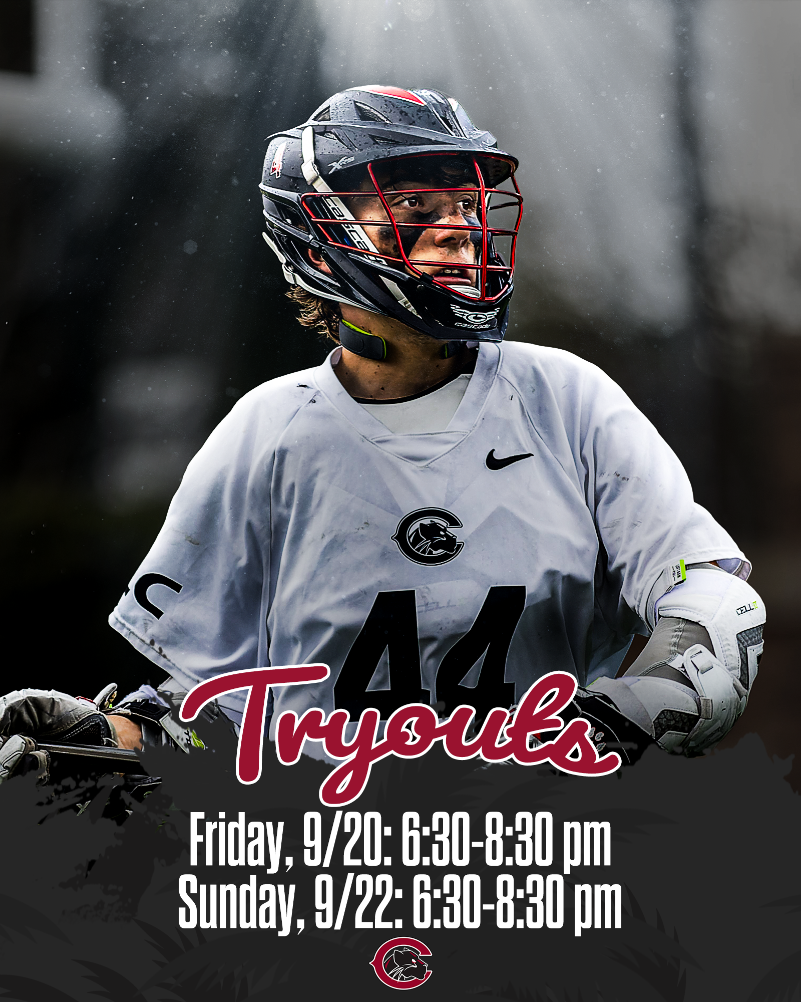 Social media graphic promoting Chapman Lacrosse Tryouts
