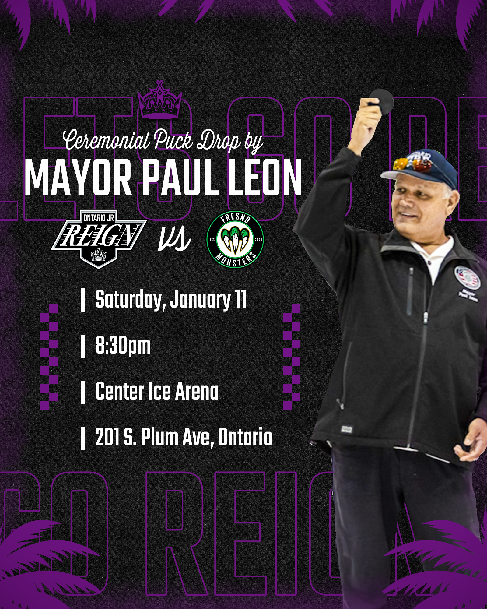 Flyer Advertising a Game ft. the Mayor of Ontario