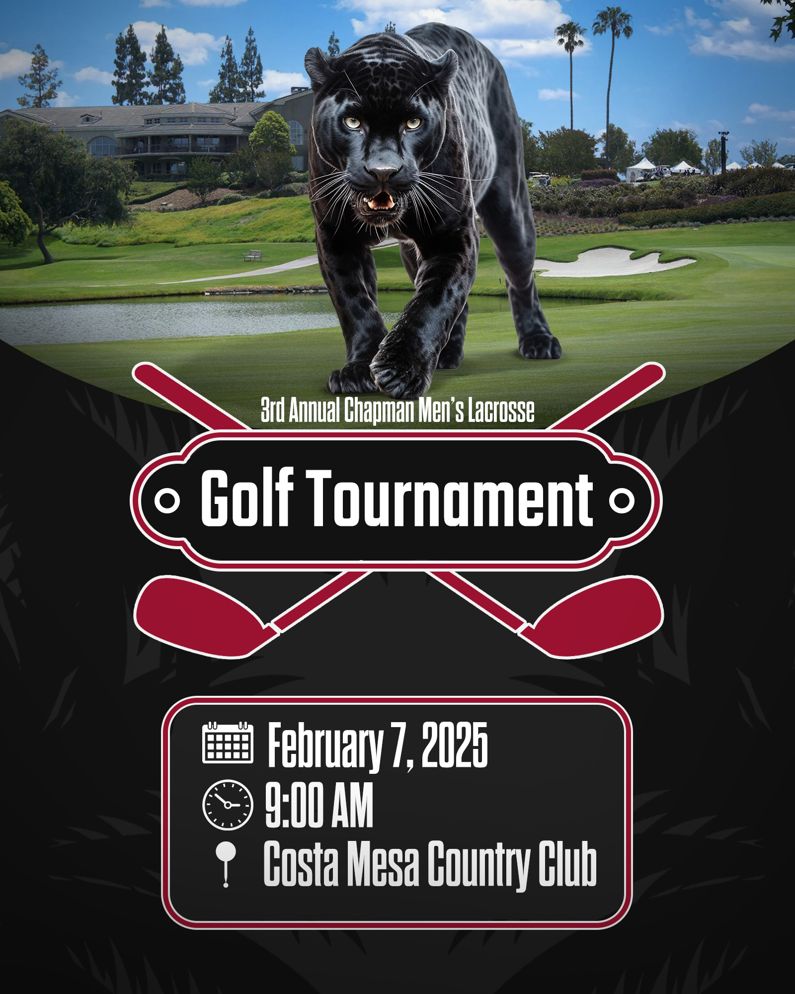 Social media post promoting the Chapman Lacrosse Golf Tournament