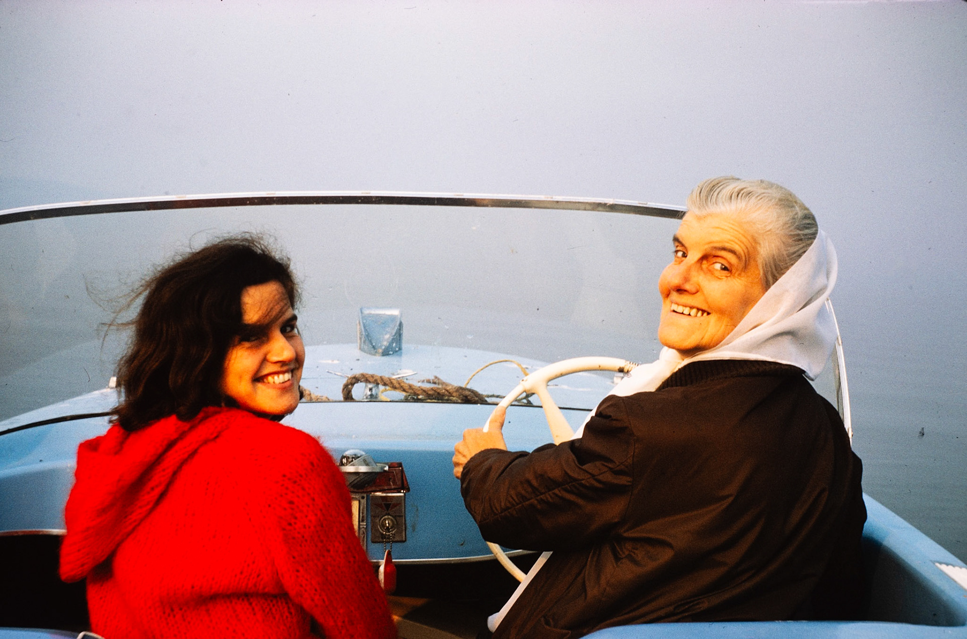 Agnes and her mother cruising the Hood Canal near Seabeck during a college-era visit.