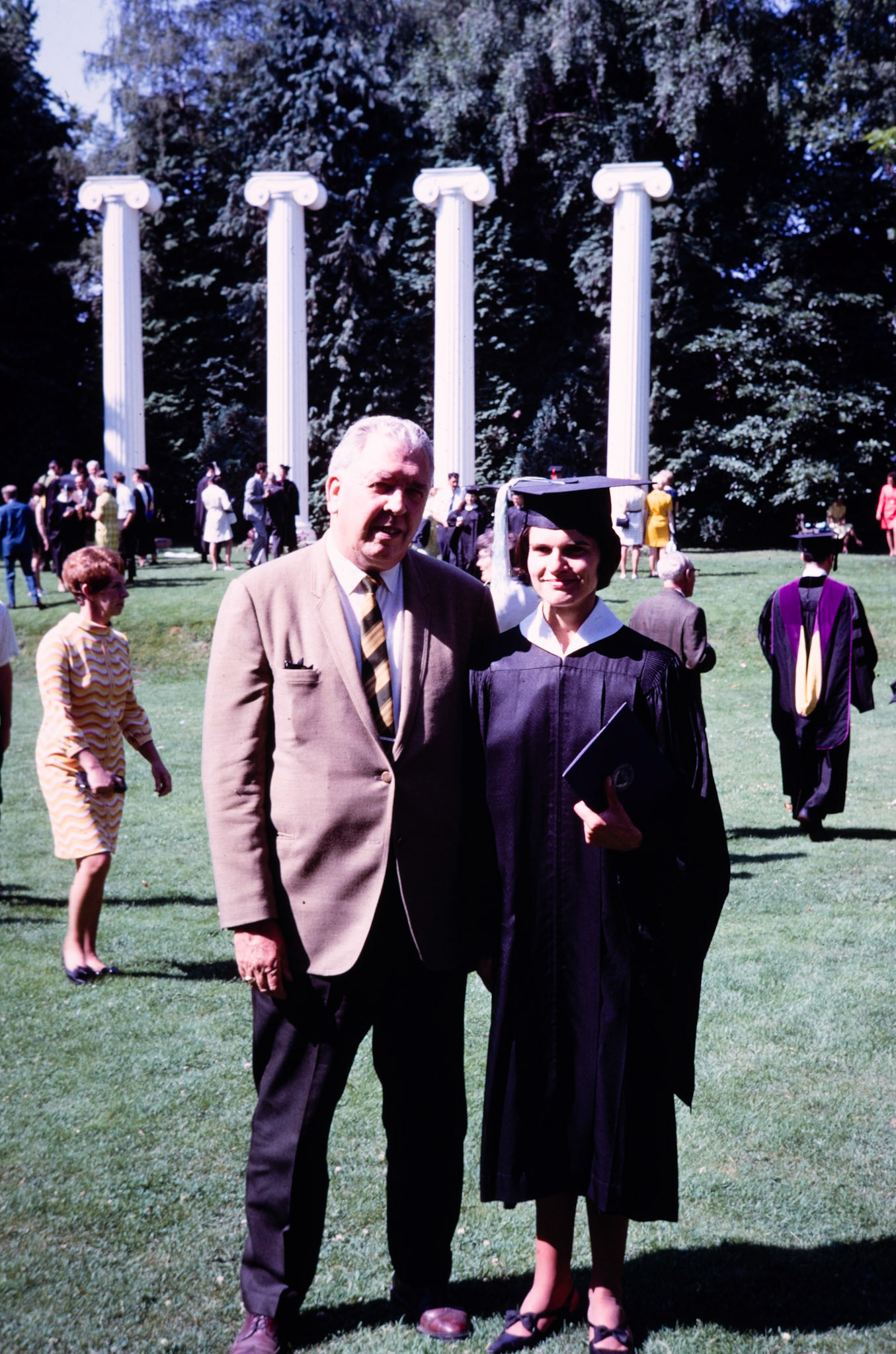 Celebrating graduation with Pop on the University of Washington campus.