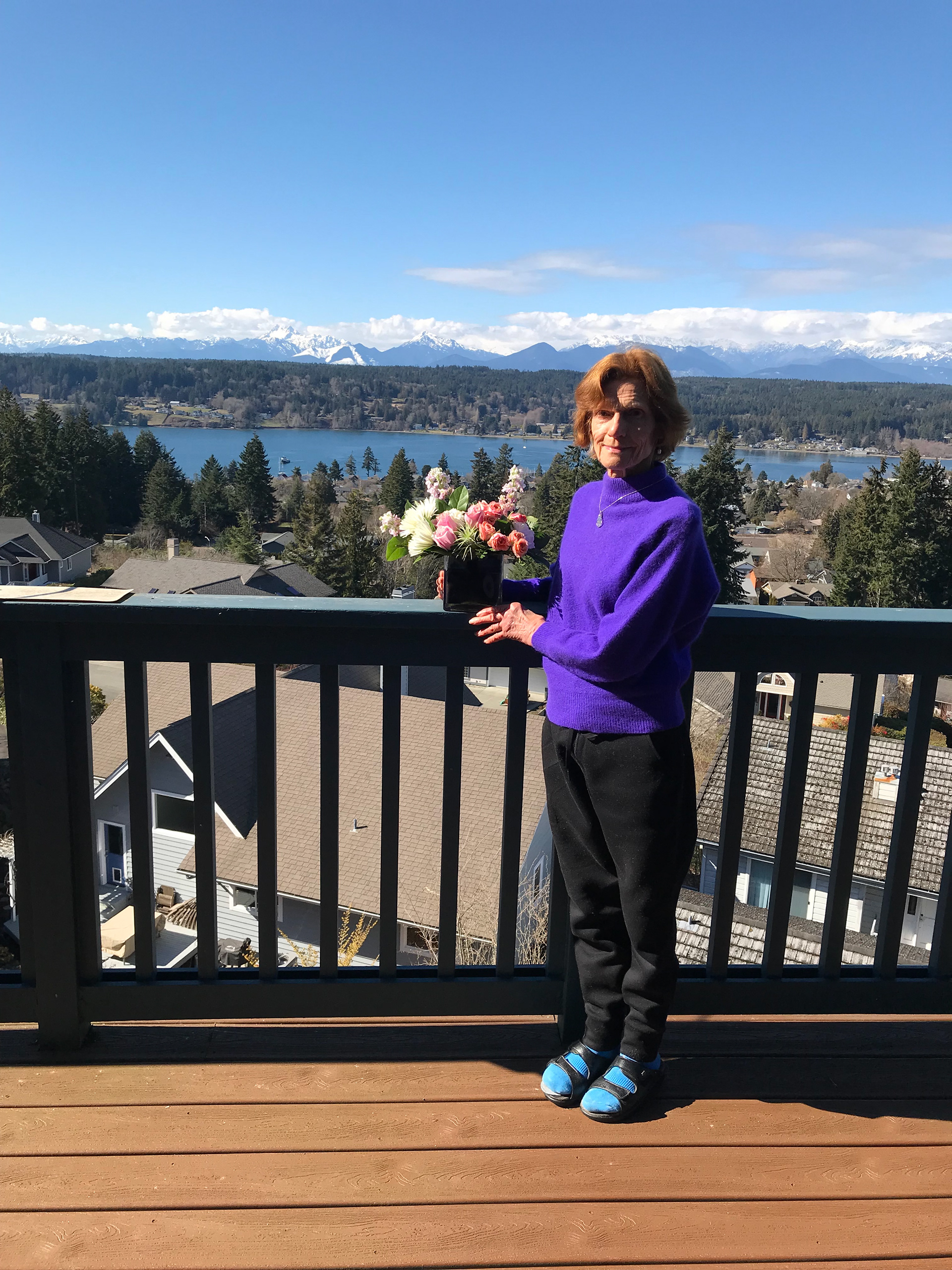 Standing on the deck outside our kitchen in Poulsbo, overlooking Liberty Bay.