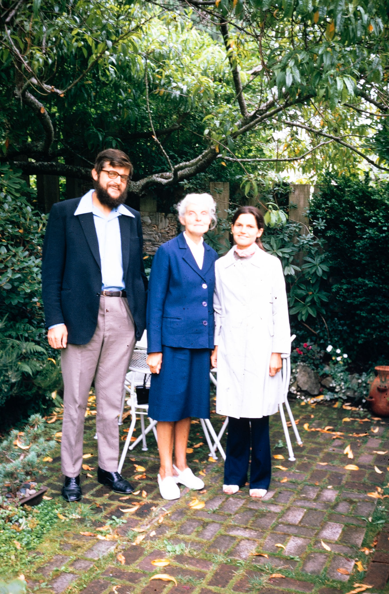 With Bernard and mother, in the backyard at Seabeck