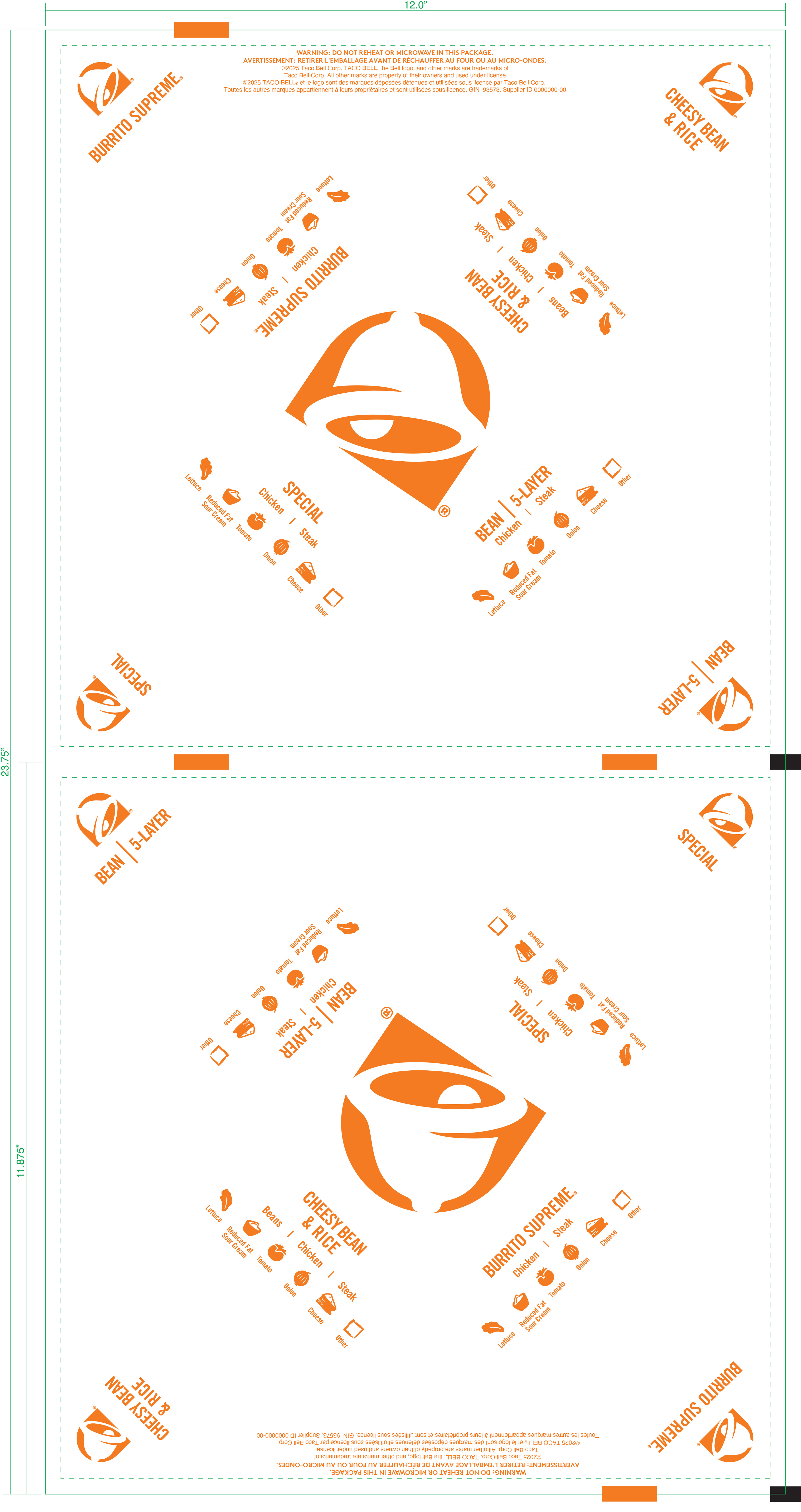 Packaging for Burrito Wrap at Taco Bell