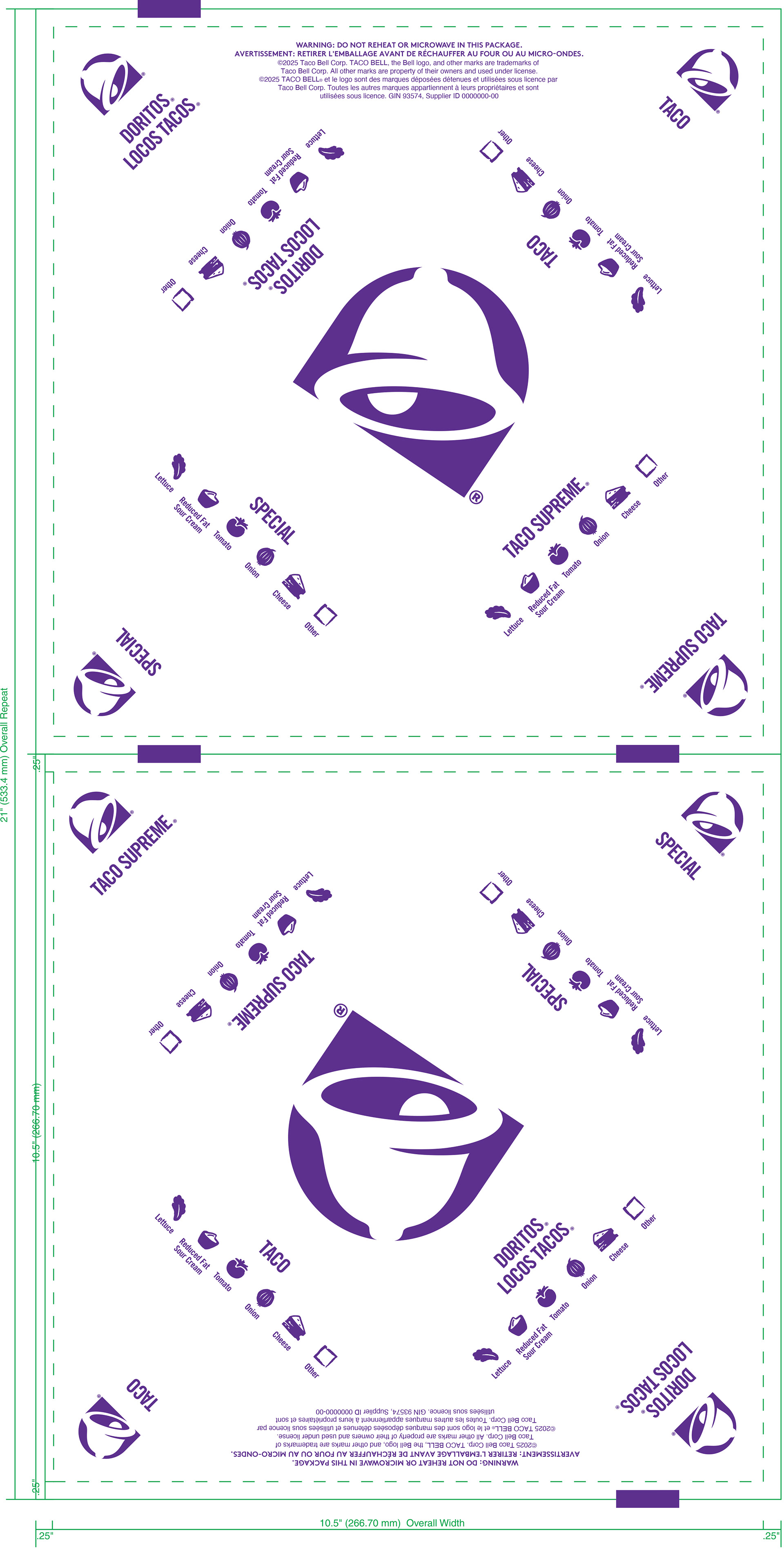 Packaging for Taco Wrap for Taco Bell