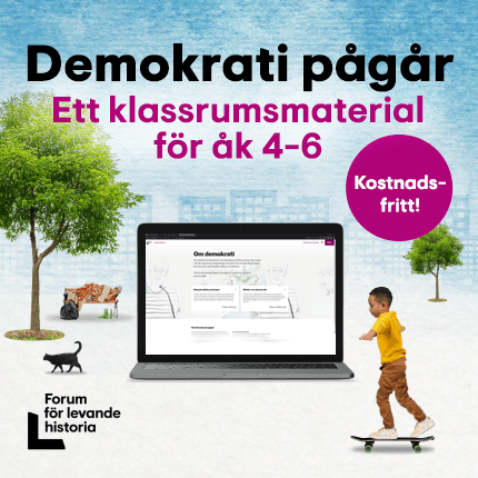 Reklambanner för klassrumsmaterialet, Demokrati pågår.