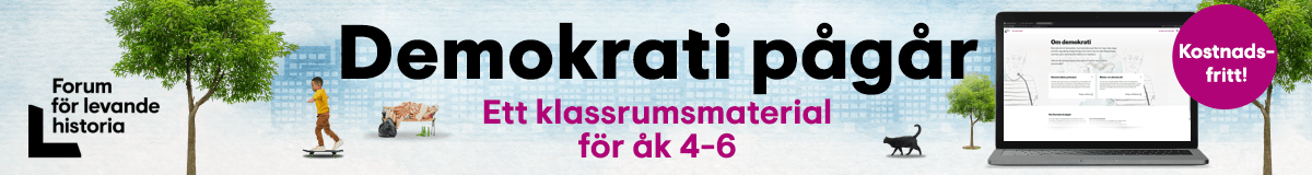Reklambanner för klassrumsmaterialet, Demokrati pågår.
