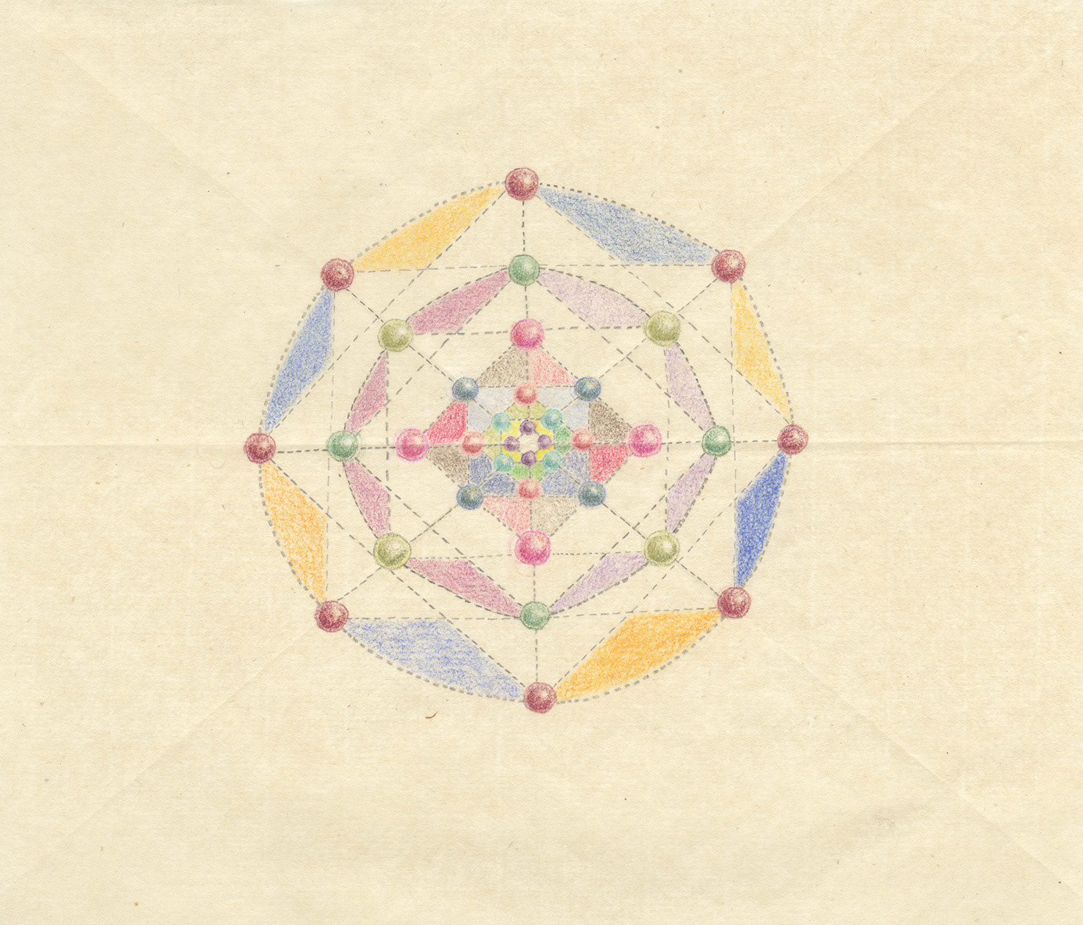 Magician’s Web, coloured pencil, rice paper, 2021 170 x 165 mm