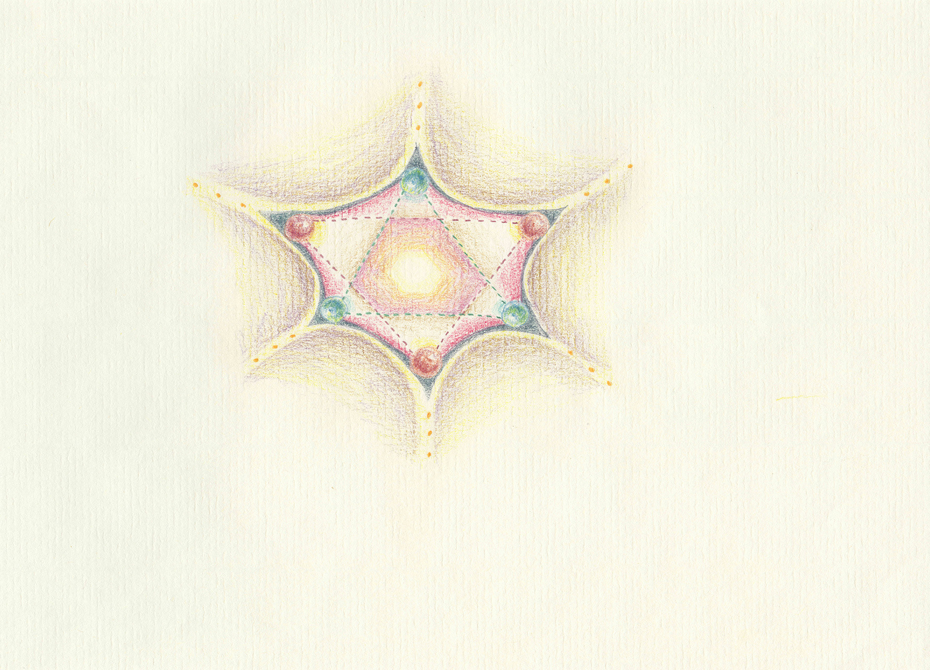 Trinity, coloured pencil, laid paper, 2022 148 x 210 mm